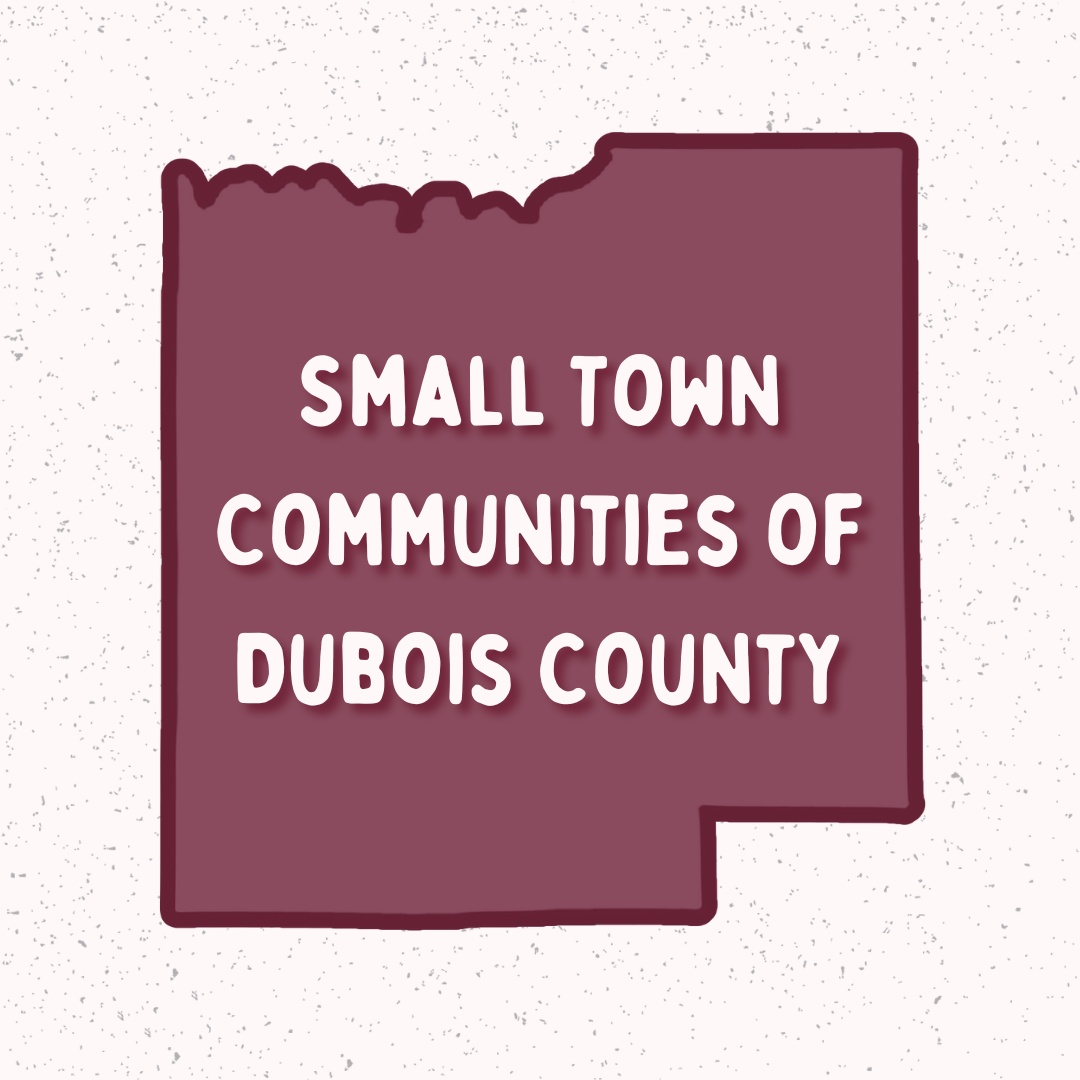 Undeveloped Facebook group logo design, Small Town Communities of Dubois County, using the outline shape of the county as the logo.