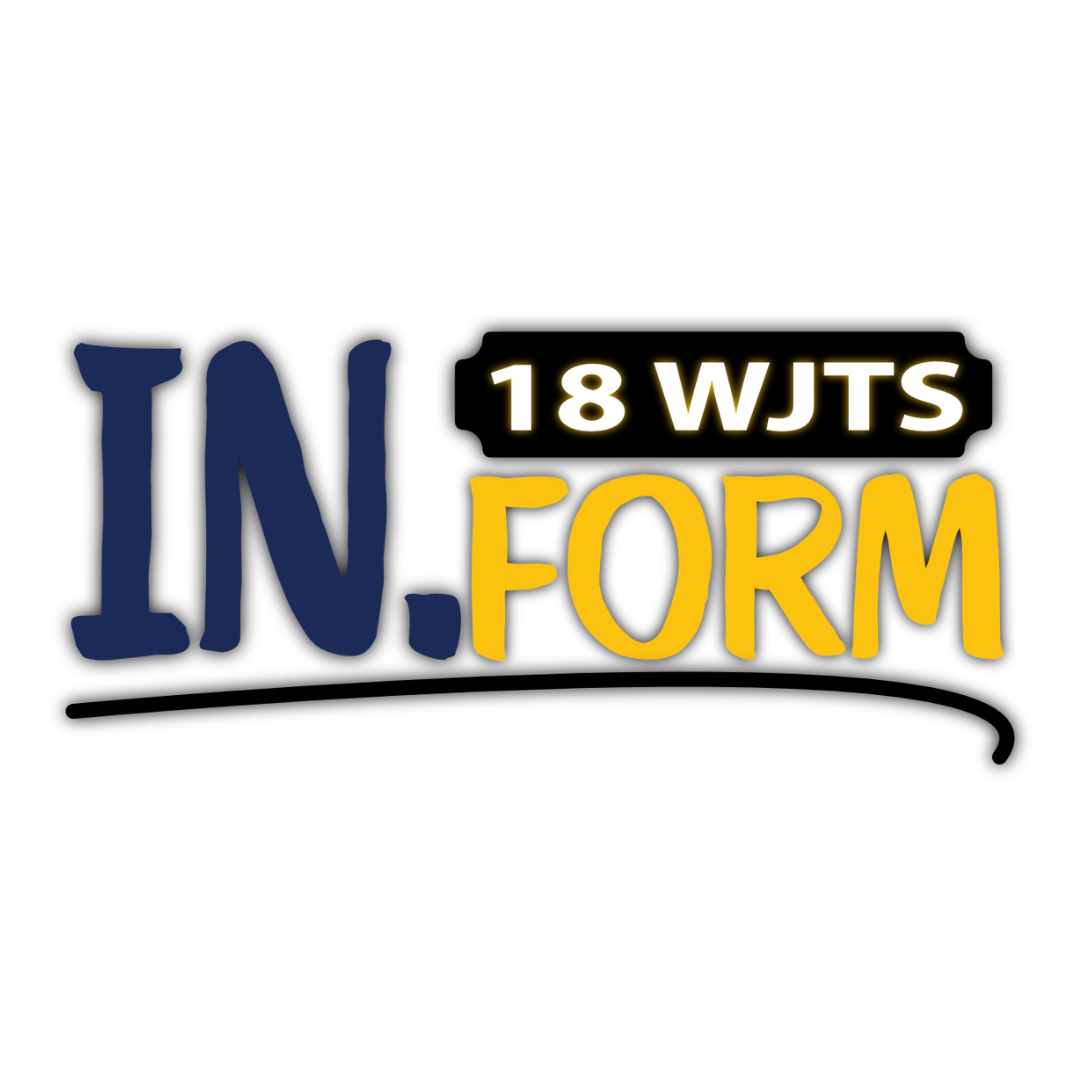 Logo creation and design for 18 WJTS's long-running interview program, 18 WJTS IN.form. Using the same colors of their primary logo, and adding a new font and style to this design.