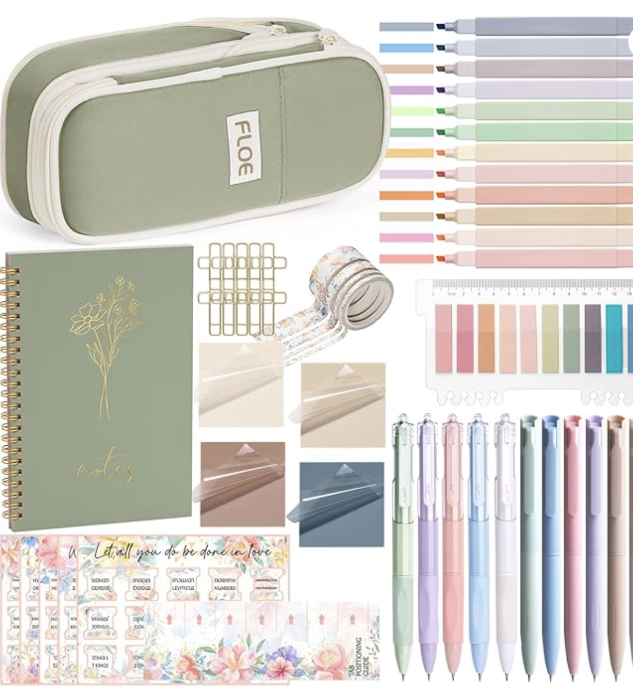 Journaling Kit with green pencil case