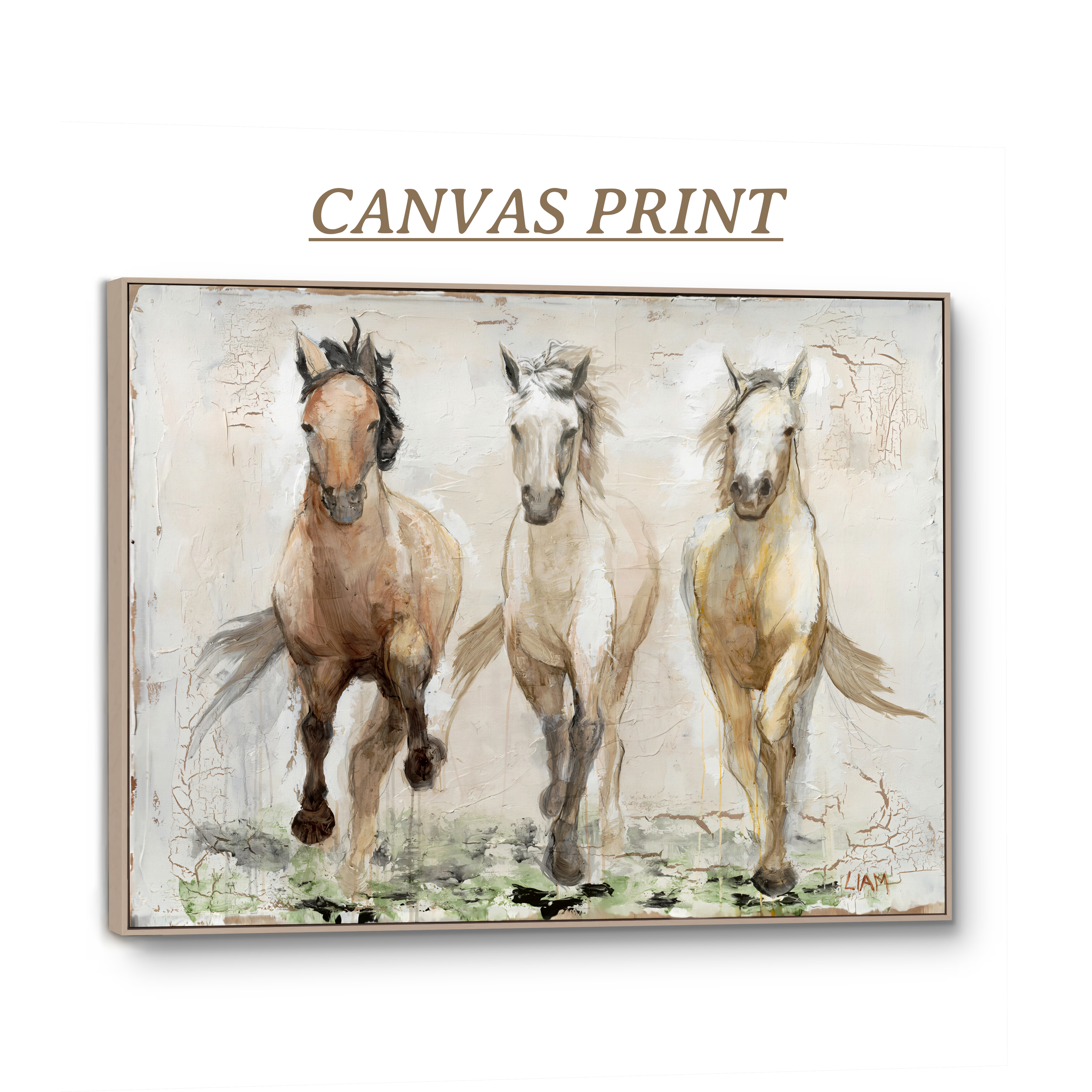 Three Horses Wall Art | Modern Canvas Print | Christian Faith | Original Painting CA $80.00+
