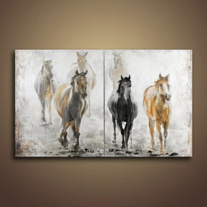 Running Horses, Acrylic on Canvas, 2008, 36 x 60"