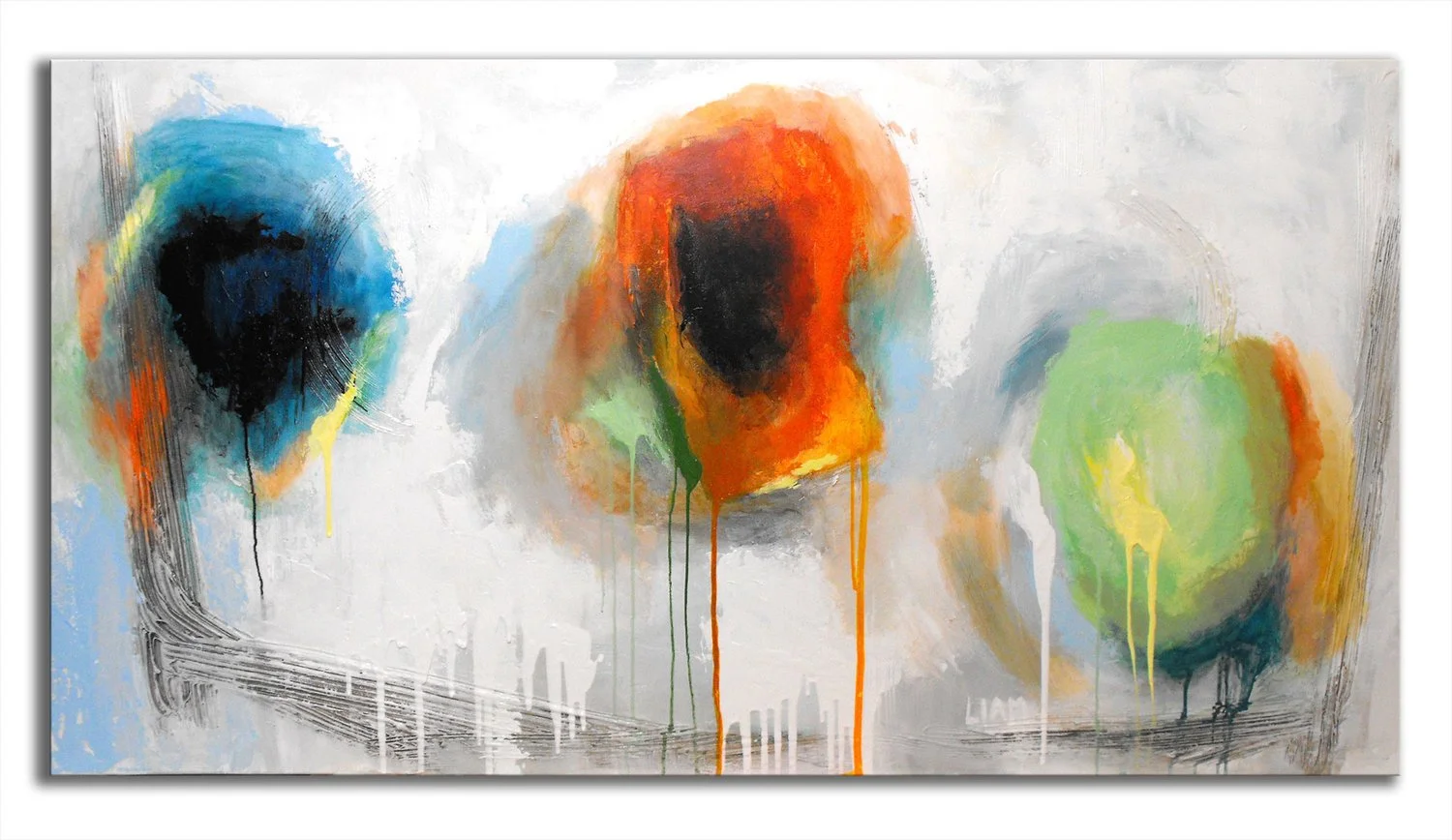 Homage to Cy Twombley - Acrylic on Canvas, 2010, 30 x 60"