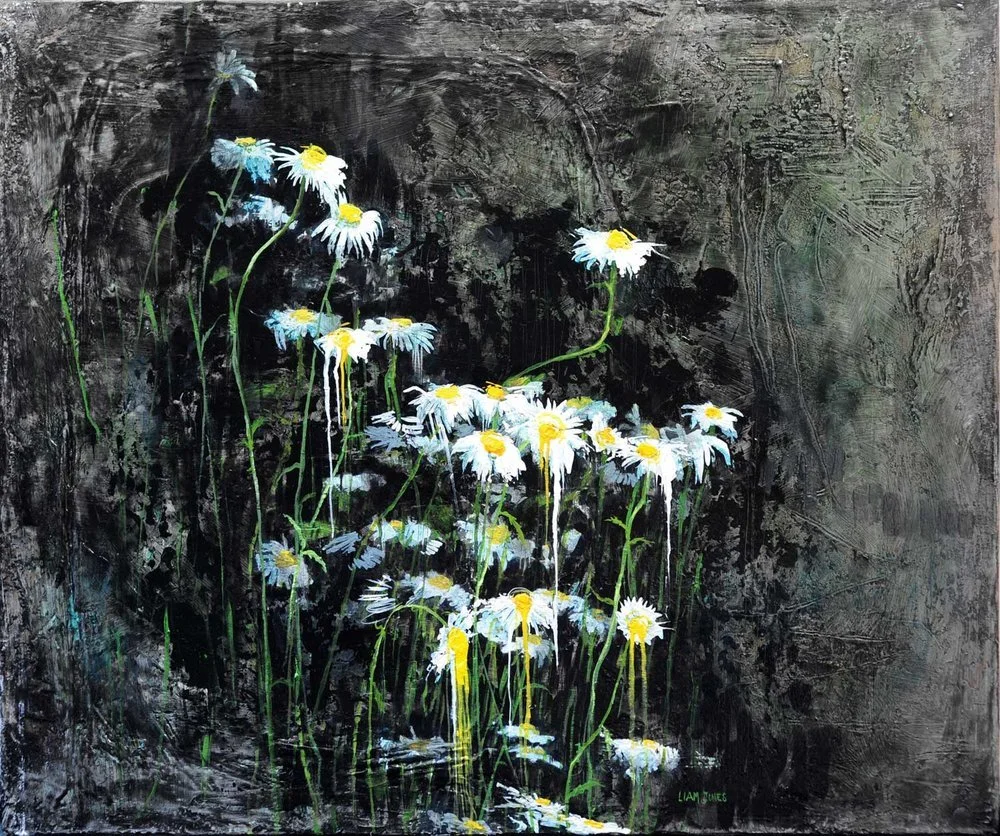 Melting Daisies - Acrylic on Canvas, 2015, 36 x 36"