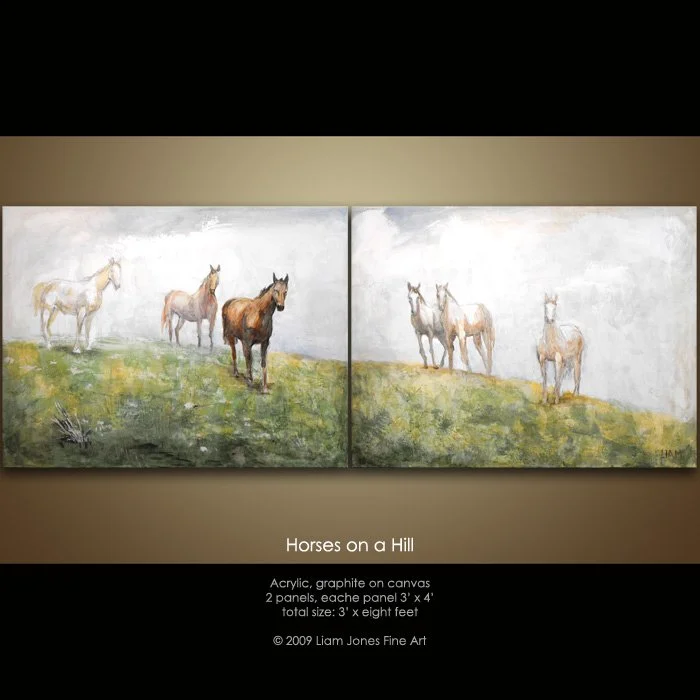 Horses On A Hill - Acrylic on Canvas, 2008, 36 x 60"