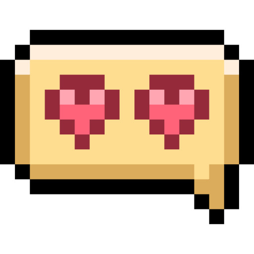 An icon of a chat box with two hearts in it for the "Facilitation" principle detailed in our "Approach" section