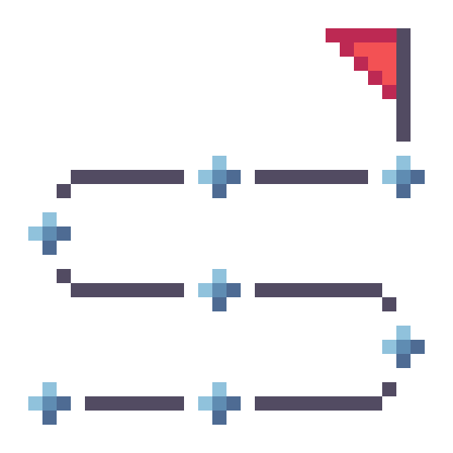 Pixelated image resembling a schematic or diagram with red, pink, and blue details to describe one of Superposition's services, our ability to improve your Data & AI consultancy's workflows and processes through our workshops