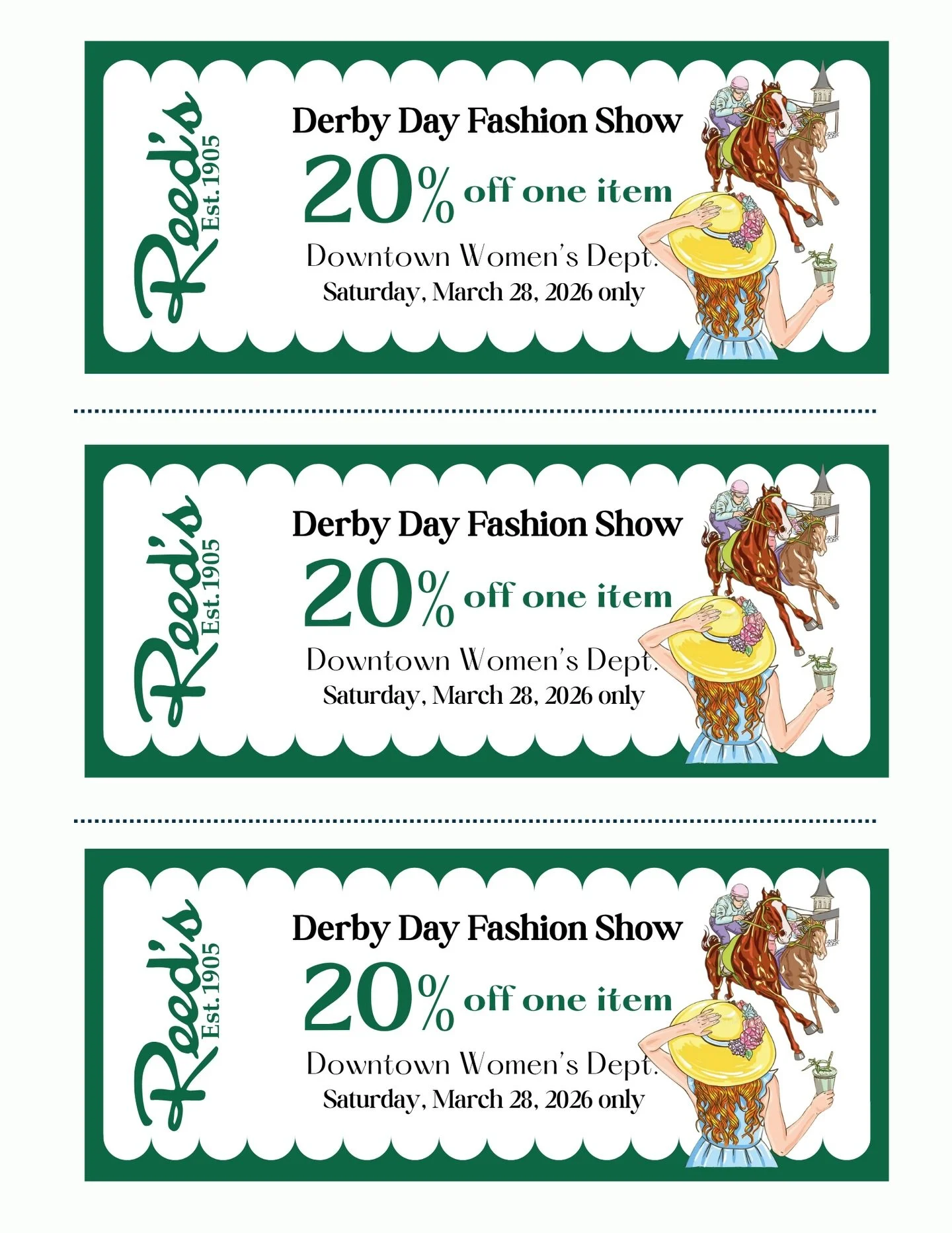 Derby Day coupons from back in march for @reeds1905 💚🏇