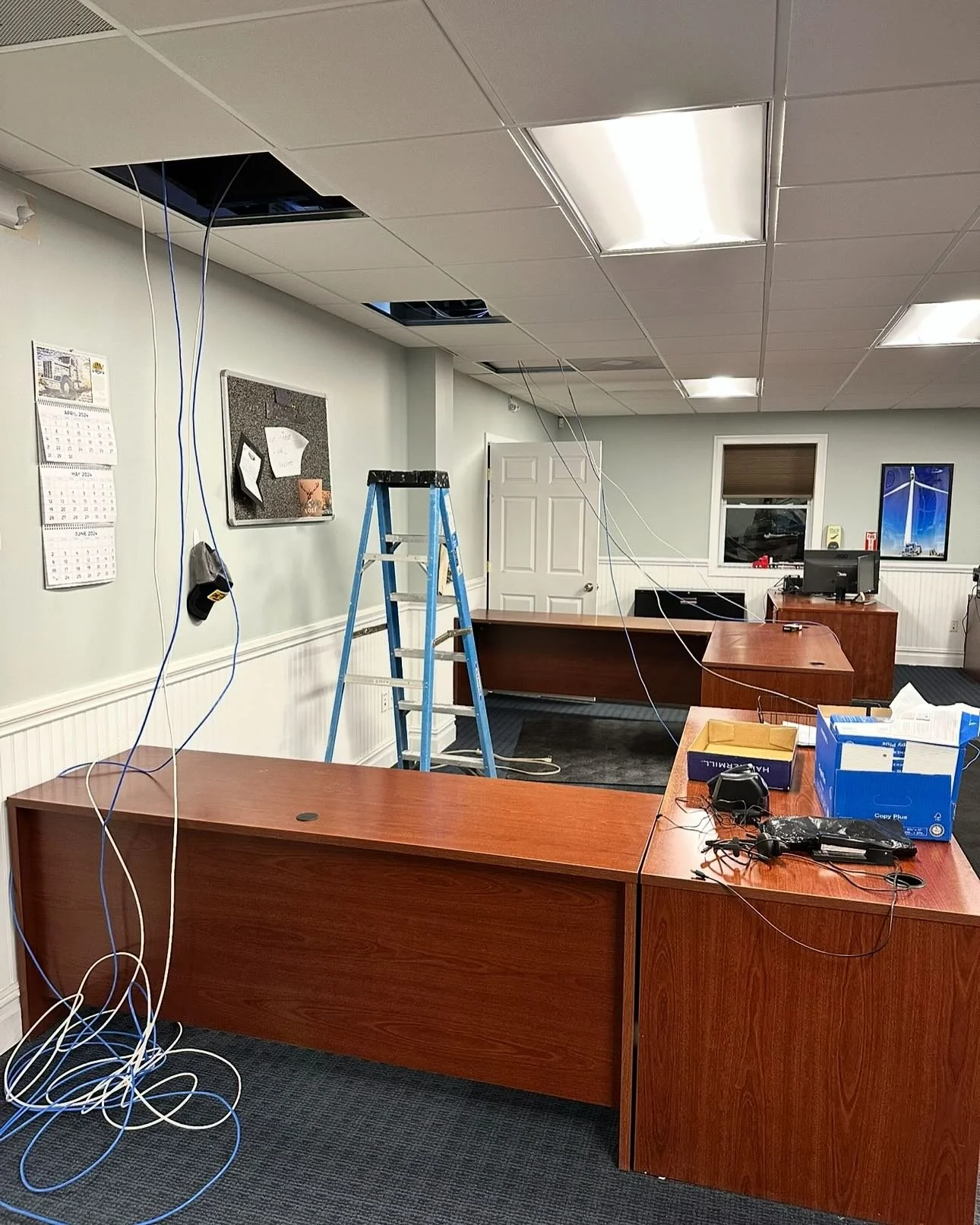 Ran 160ft of Cat6 to connect two server rooms.