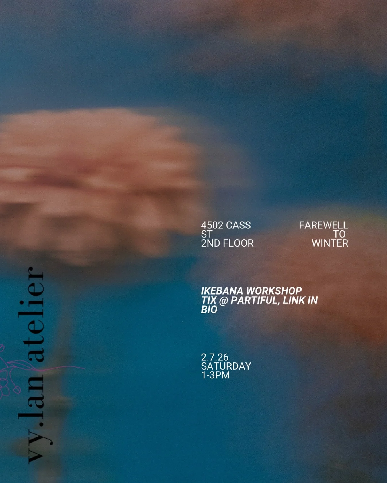 We're back!

Partiful link in bio 💐

Ease into your Saturday with a slow, intentional ikebana session guided by Vy.lan Atelier. In this intimate 90-minute experience, you'll learn the foundational principles of Japanese floral design and create your