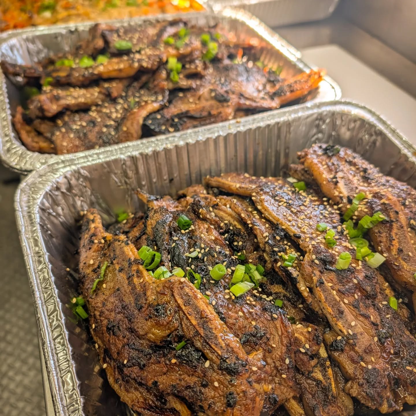 Kalbi, Japchae, Kim Bap, and Banchan. Let us cater your next get together!