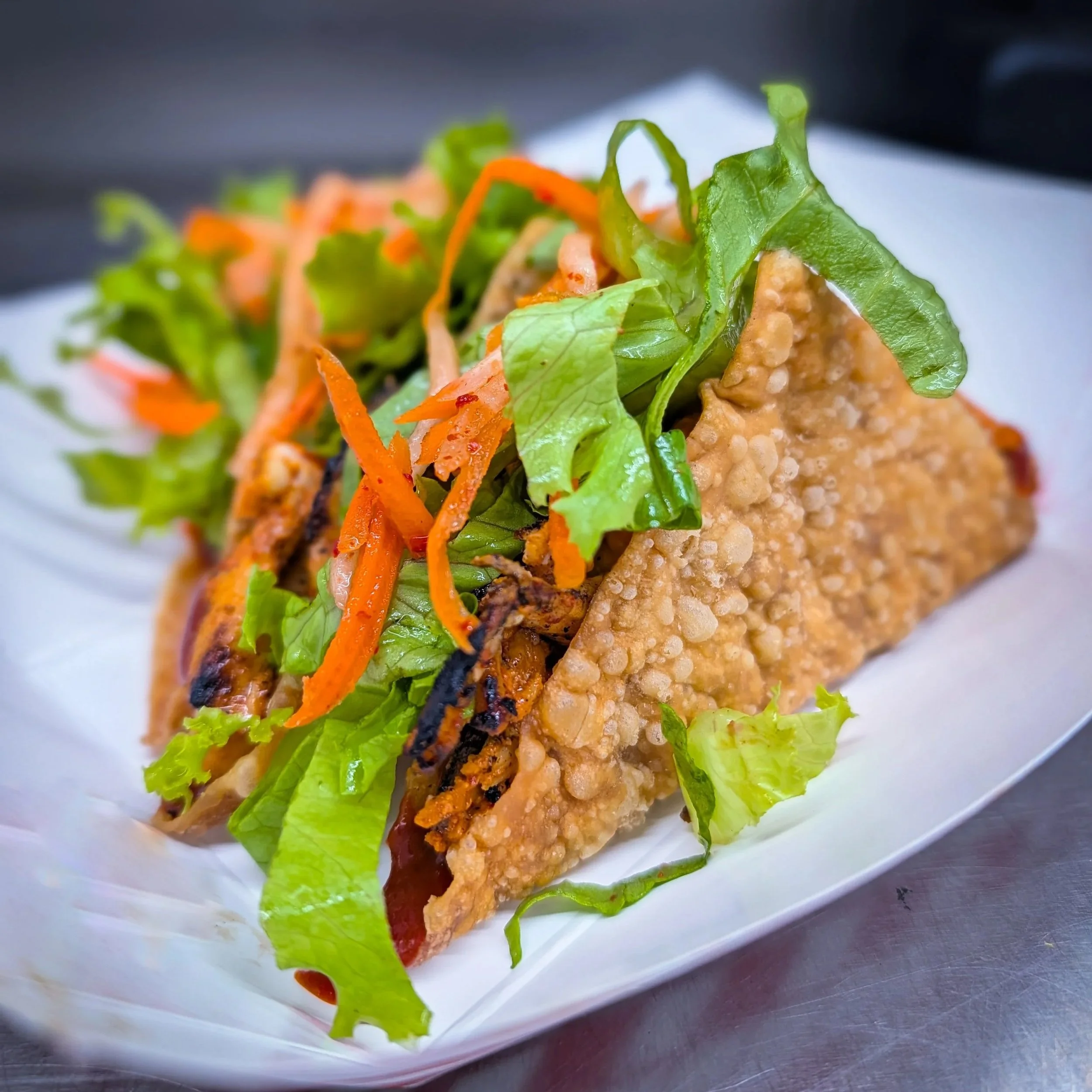 Spicy Chicken Crispy Wonton Tacos