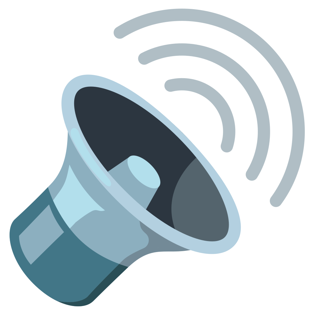 A digital illustration of a megaphone emitting sound waves.