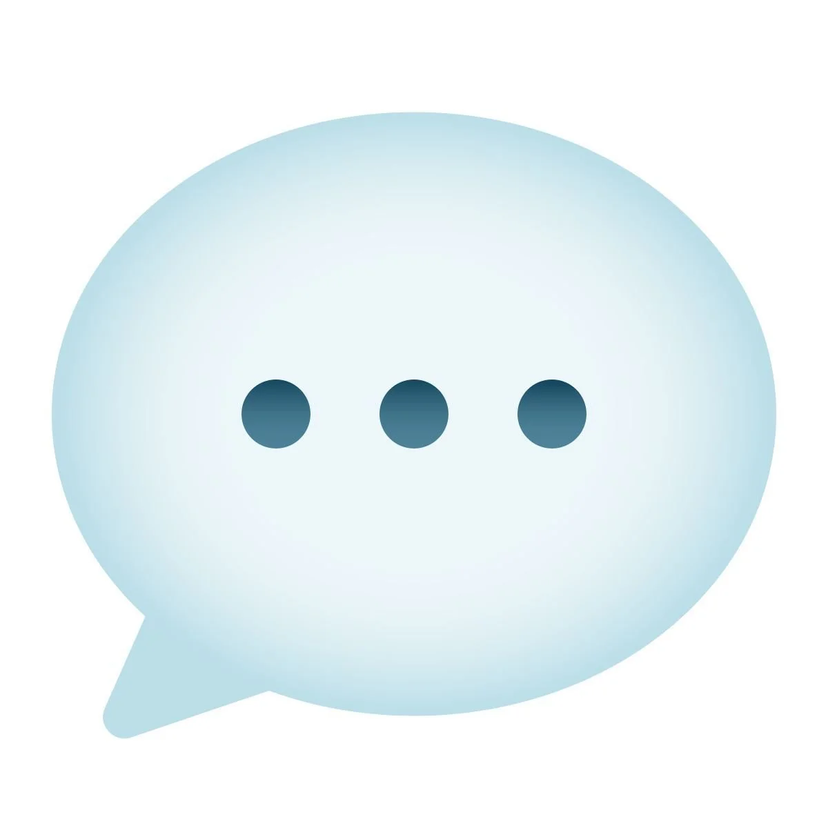 Light blue speech bubble with three dark blue dots inside indicating a typing or thinking indicator.