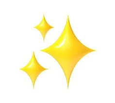 Three yellow sparkling star-like shapes on a white background.