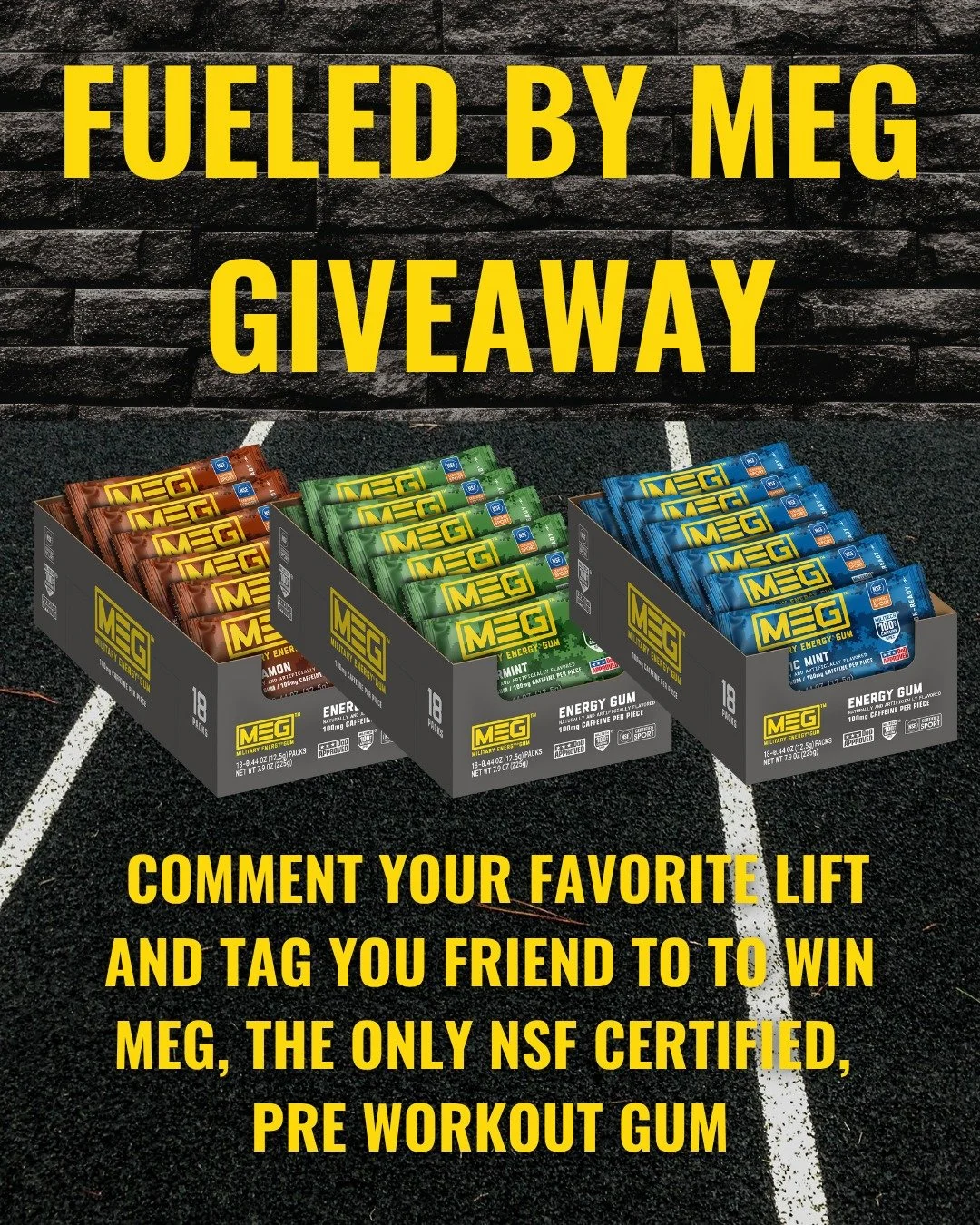 ⚡ FUELED BY MEG GIVEAWAY ⚡

We&rsquo;re hooking one of you up with enough MEG to keep you sharp through whatever the day throws at you. NSF Certified for Sport - all three flavors.

What you&rsquo;ll win:
&bull; 12pk of MEG Arctic Mint,
&bull; 12pk o