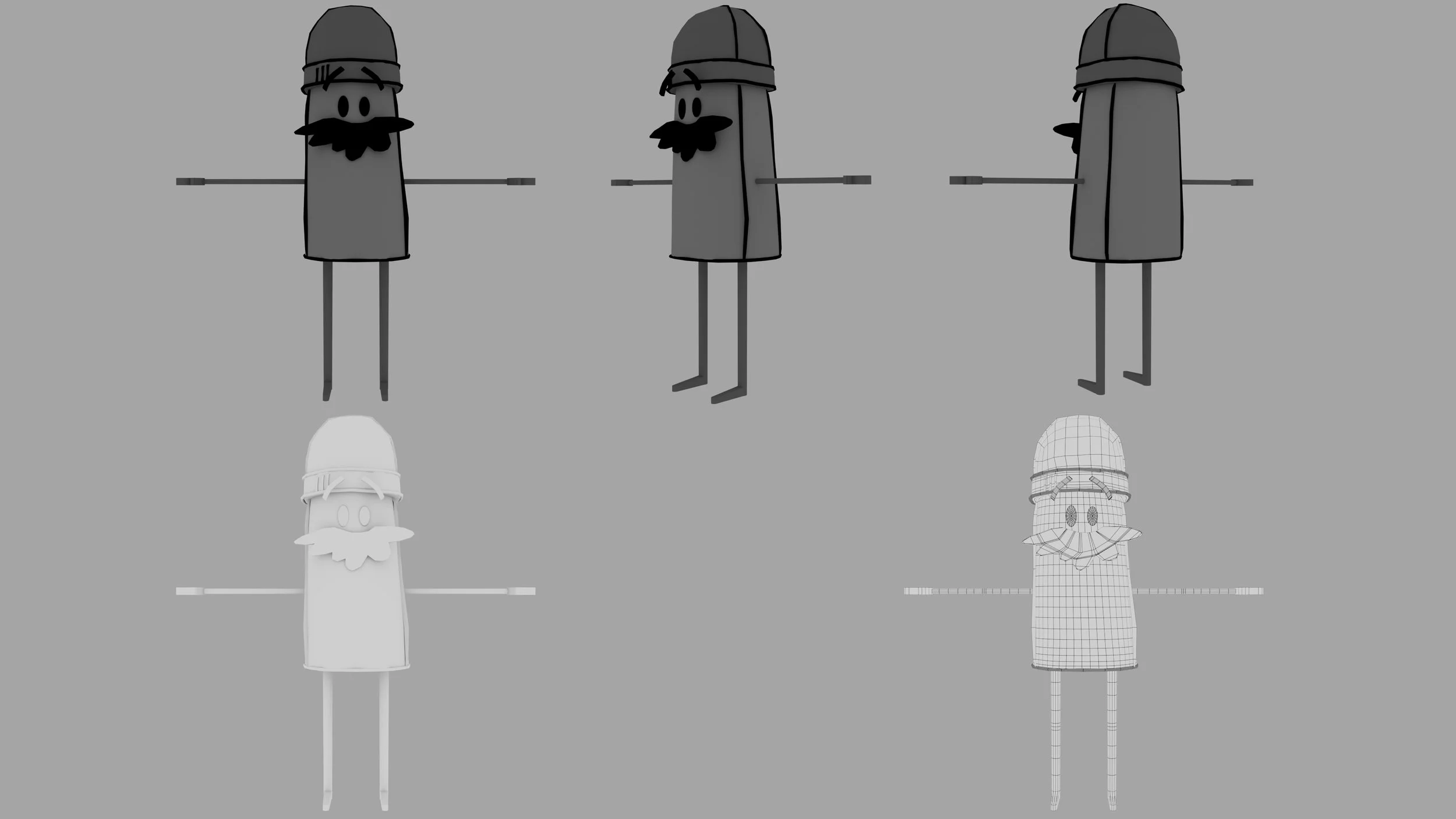 The Homeless Guy was the second most important character in our short film that I had the privilege to model. I modeled both his square and grumpy form as well as his rounded out self that appears at the end.