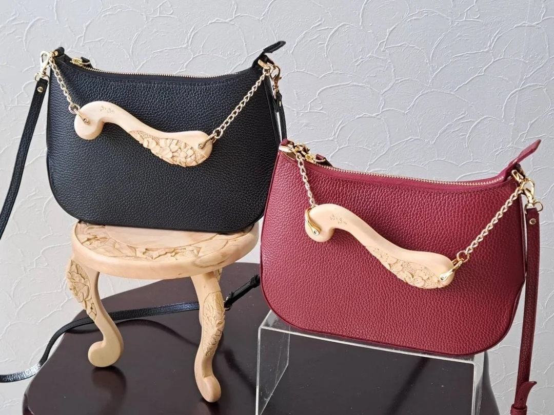 Nikko-bori handle leather bag
