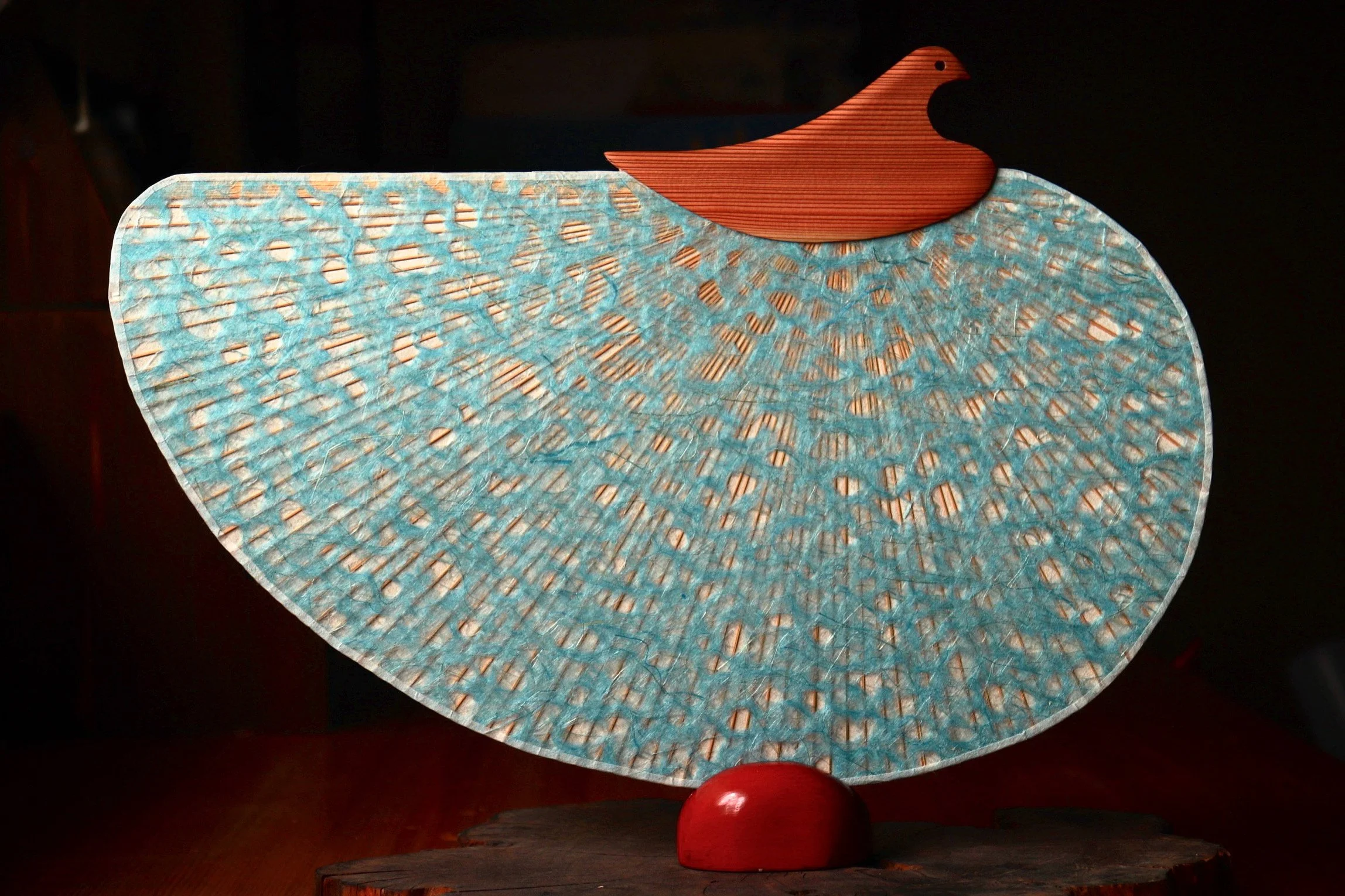 Miyako Uchiwa Chidori Fan - Awa Washi (Blue)