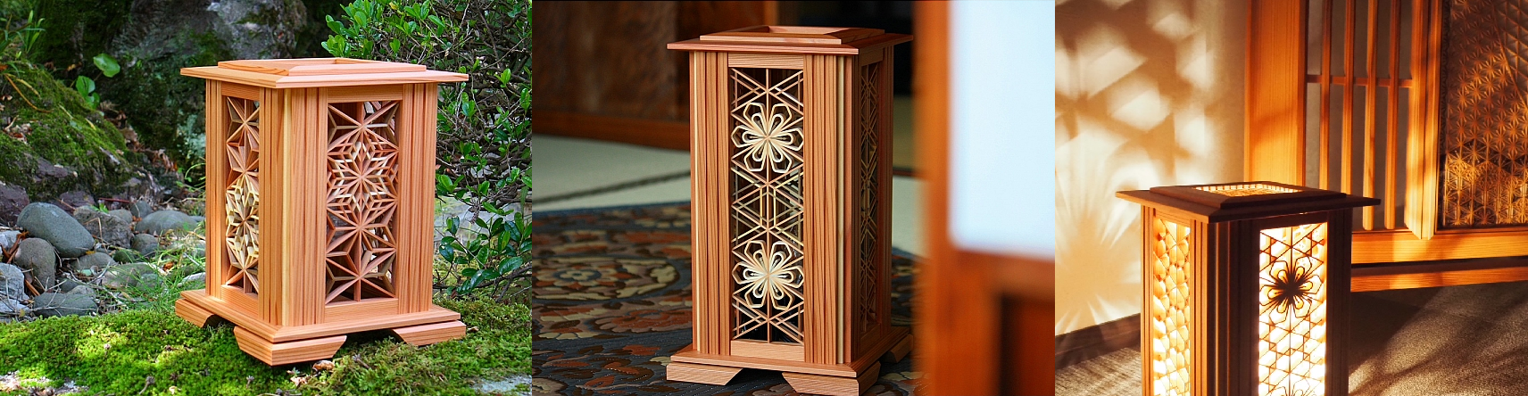 Traditional japanese kumiko lanterns lights lamps