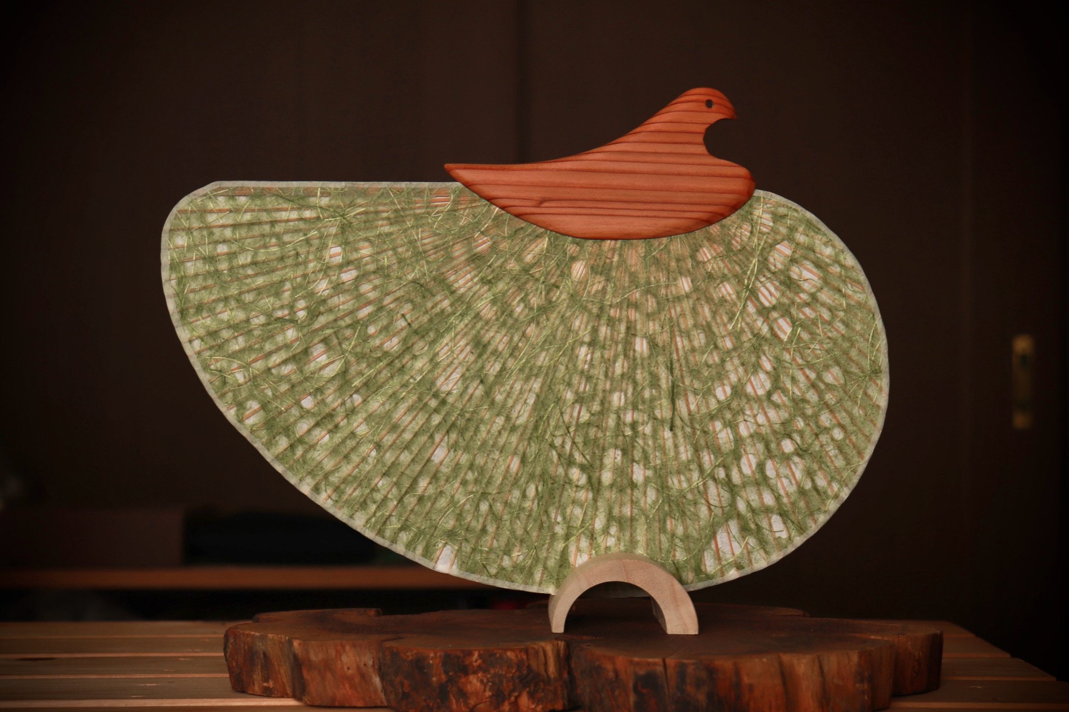 Miyako Uchiwa Chidori Fan - Awa Washi (Green)