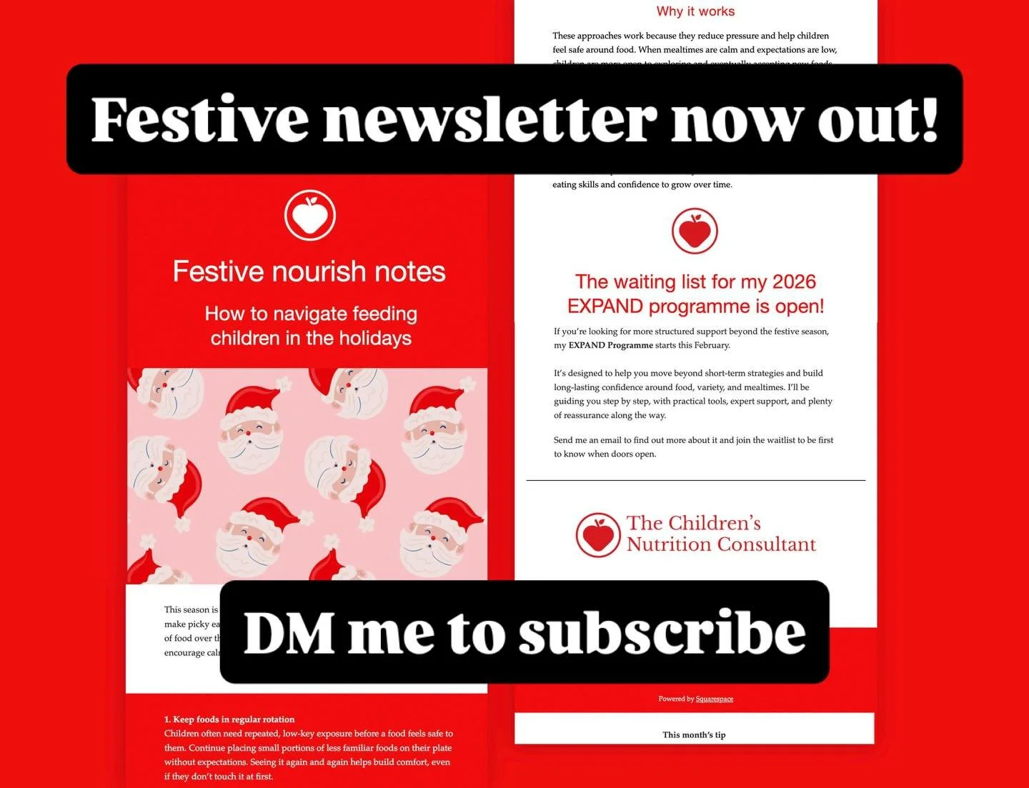 My festive nourish notes is now out with tips on how to support your child&rsquo;s eating over the festive period, which isn&rsquo;t always easy! 

Why not DM me or pop across to my website to be added to my list and receive evidence-based advice on 