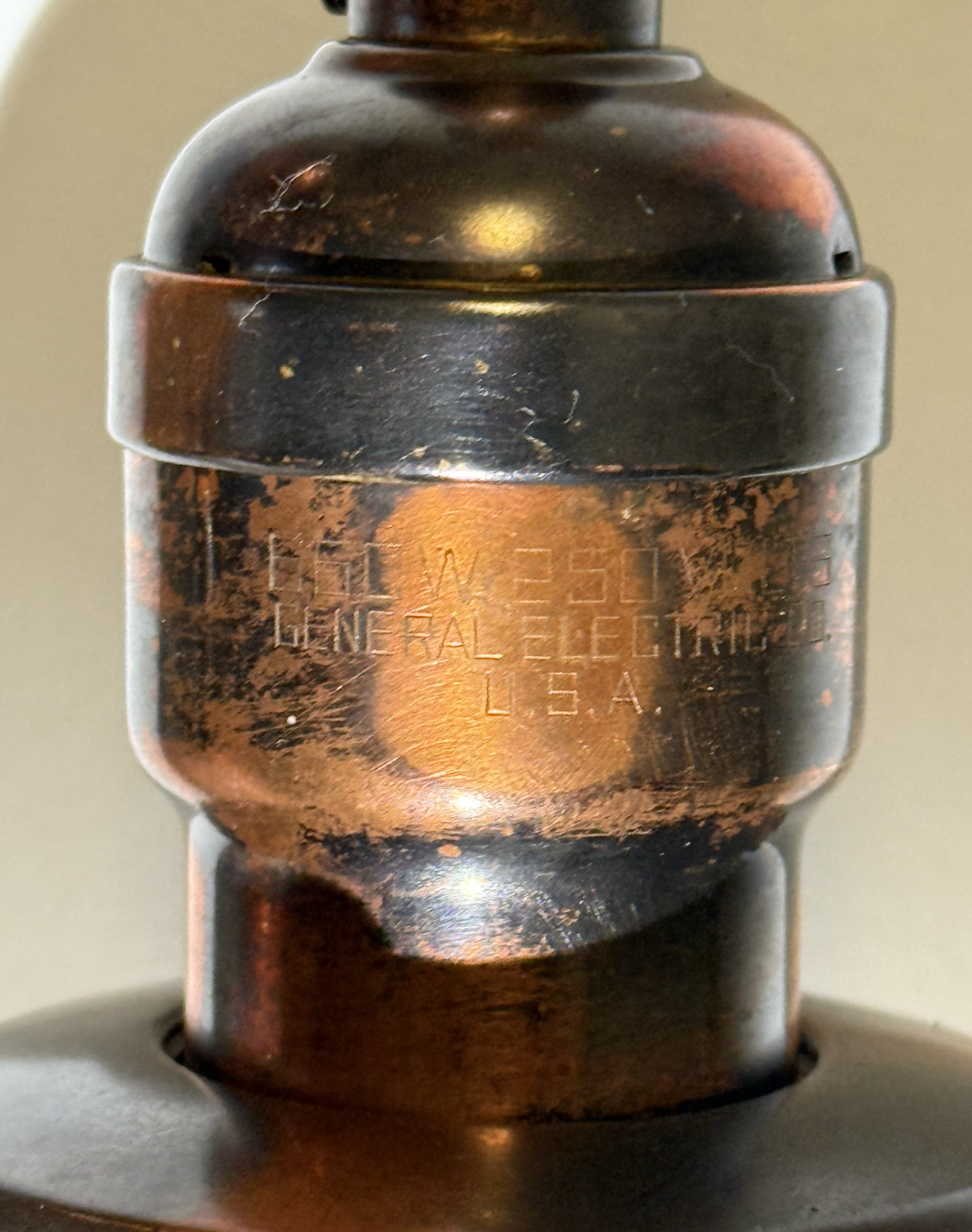 Typical of affluent St. John's homes in the early 1900s, these rigid-stem drops feature General Electric brass sockets