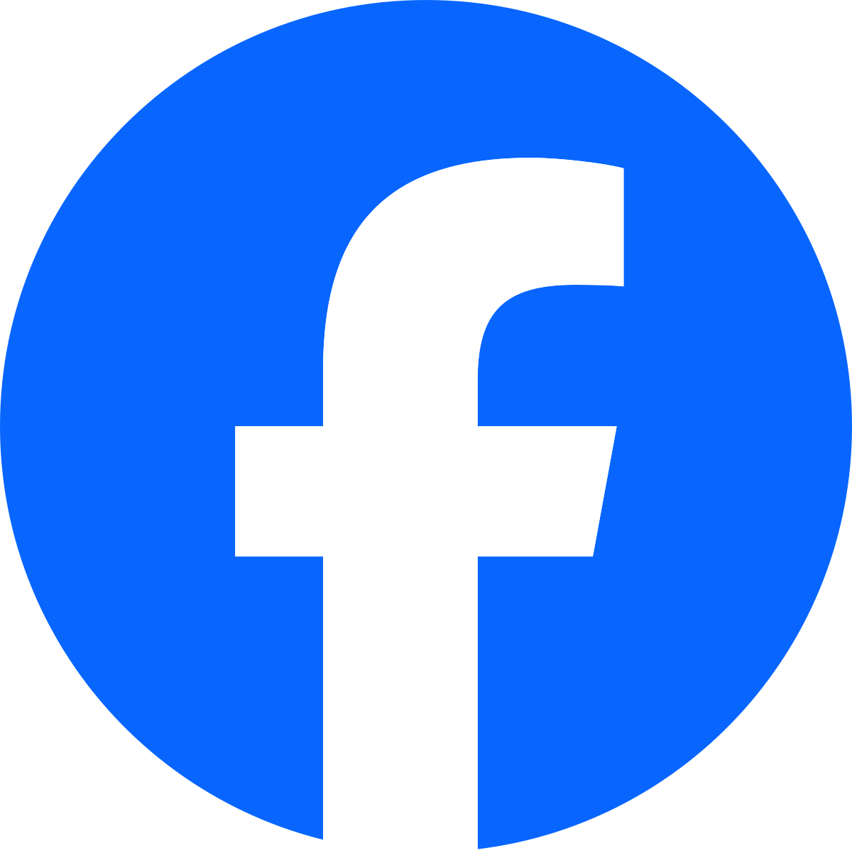 Facebook-logo med en hvit "f" på blå bakgrunn.