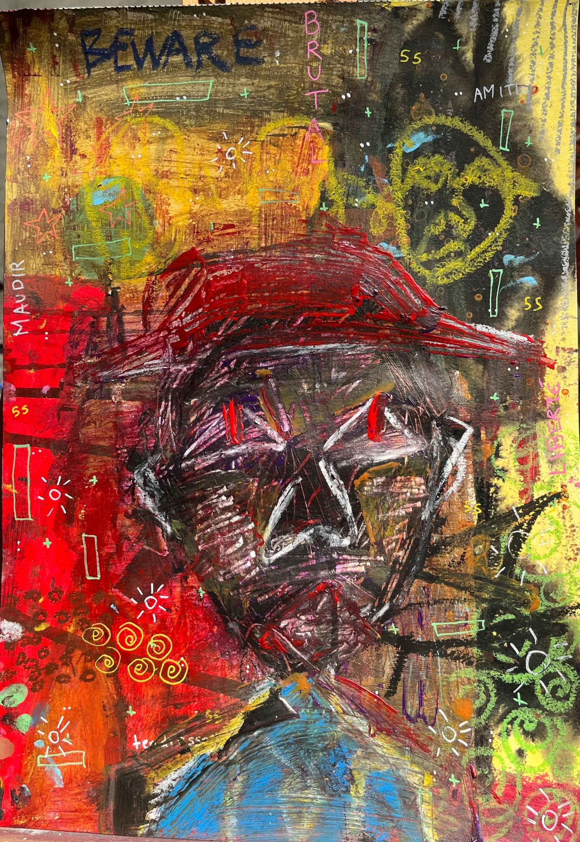 self portrait, acrylic on paperA4