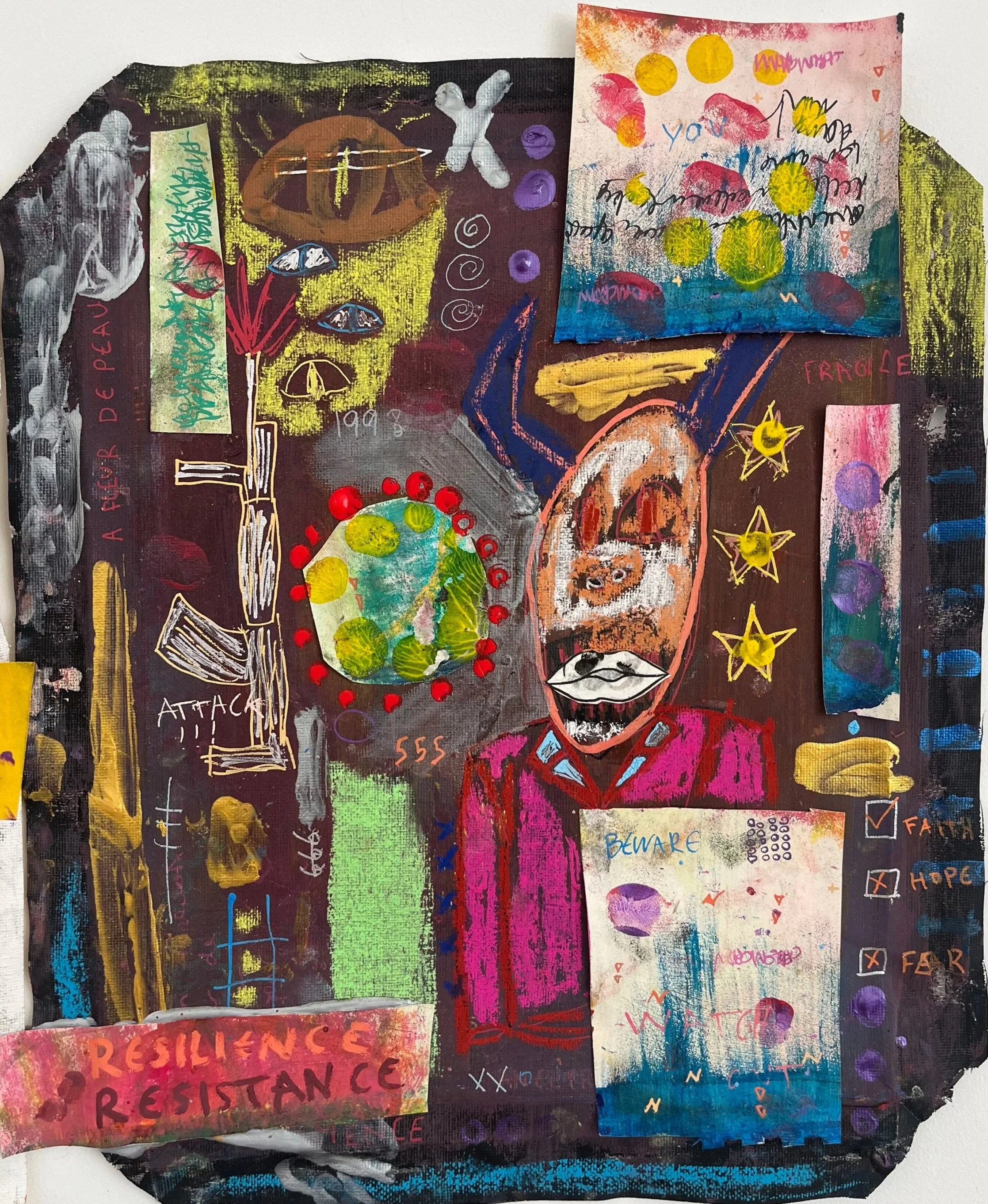 résilience, acrylic and pastel on paper