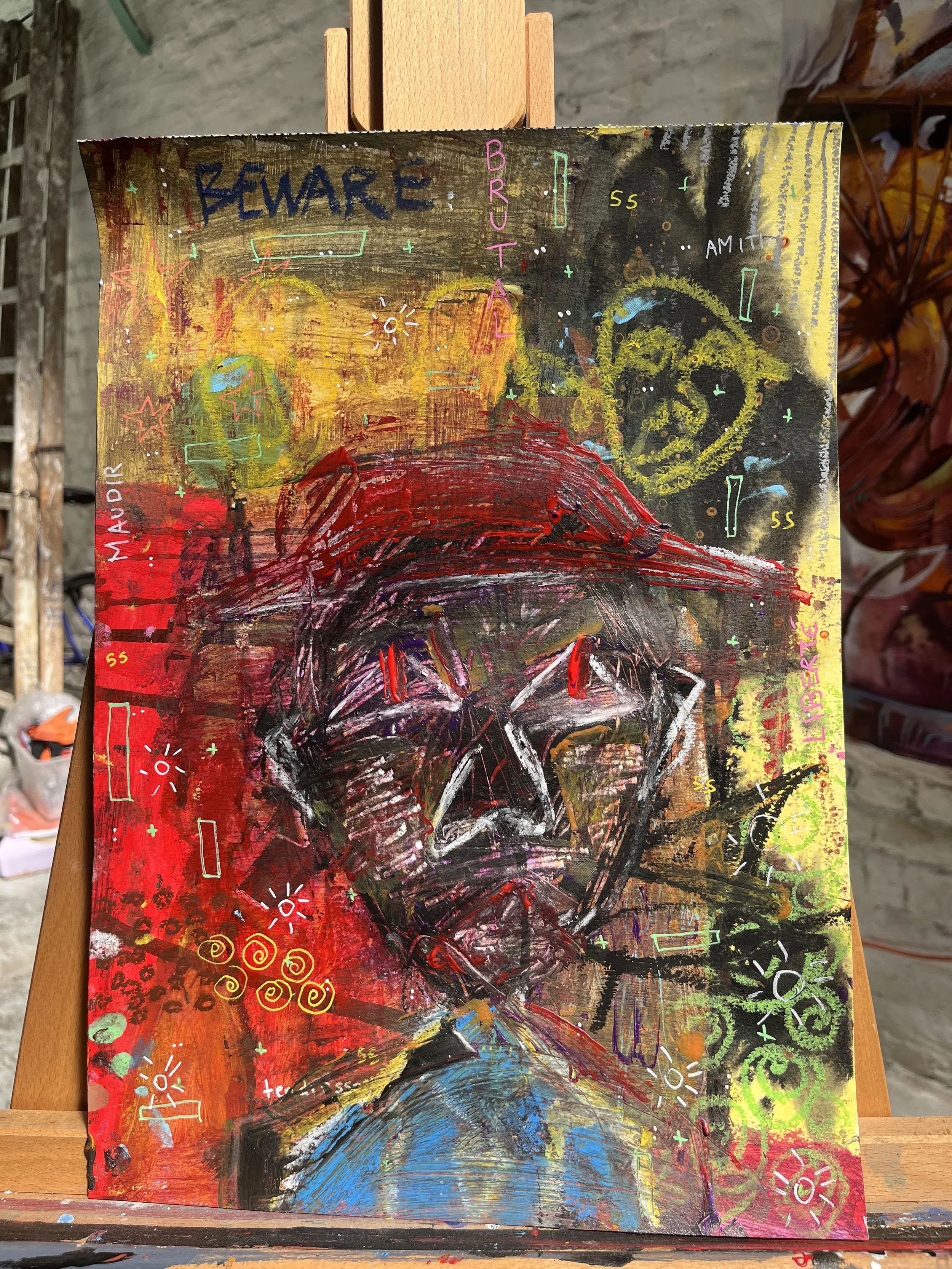 self portrait, acrylic on paperA4