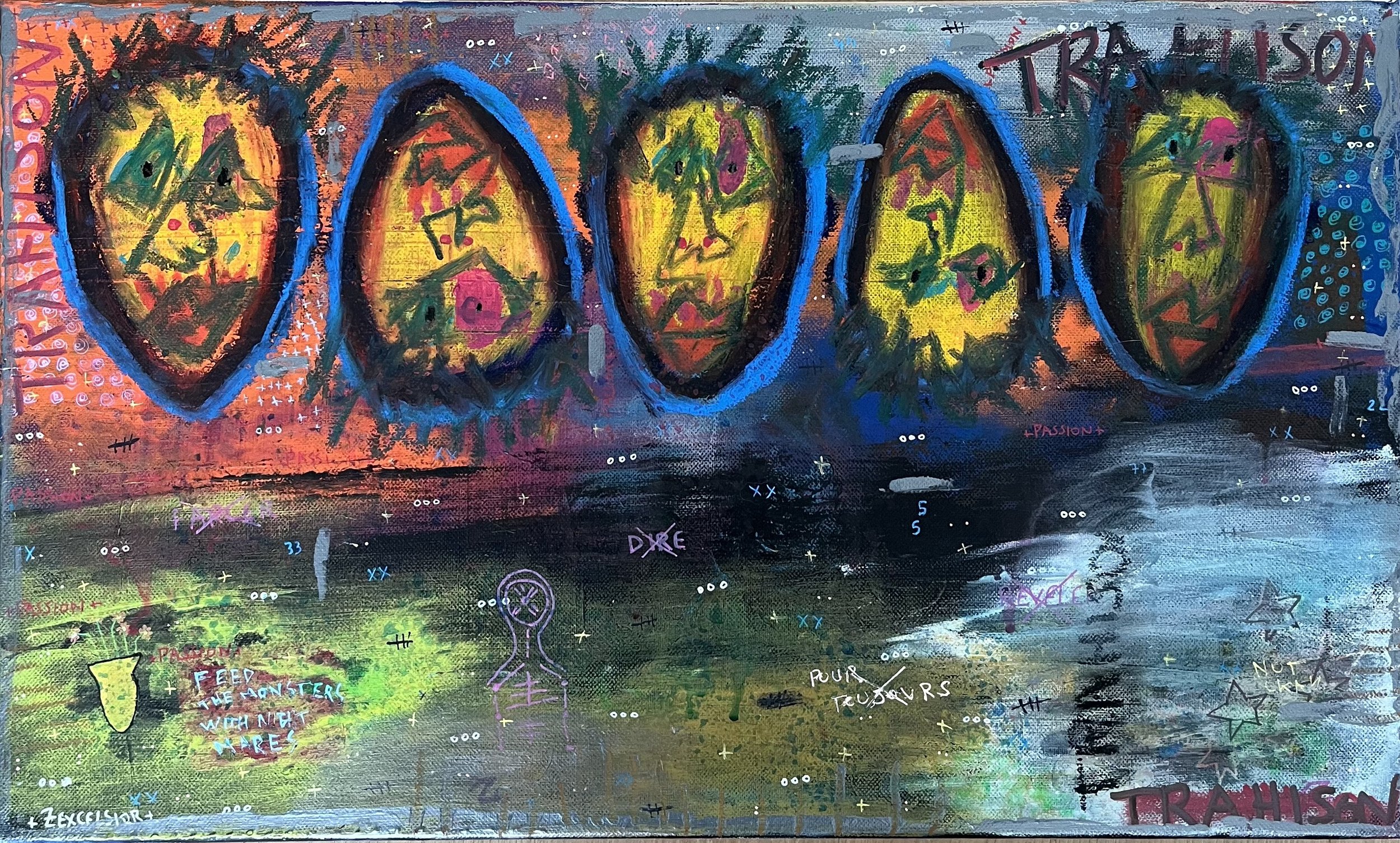 trahison, acrylic and pastel on canvas, 40x50cm