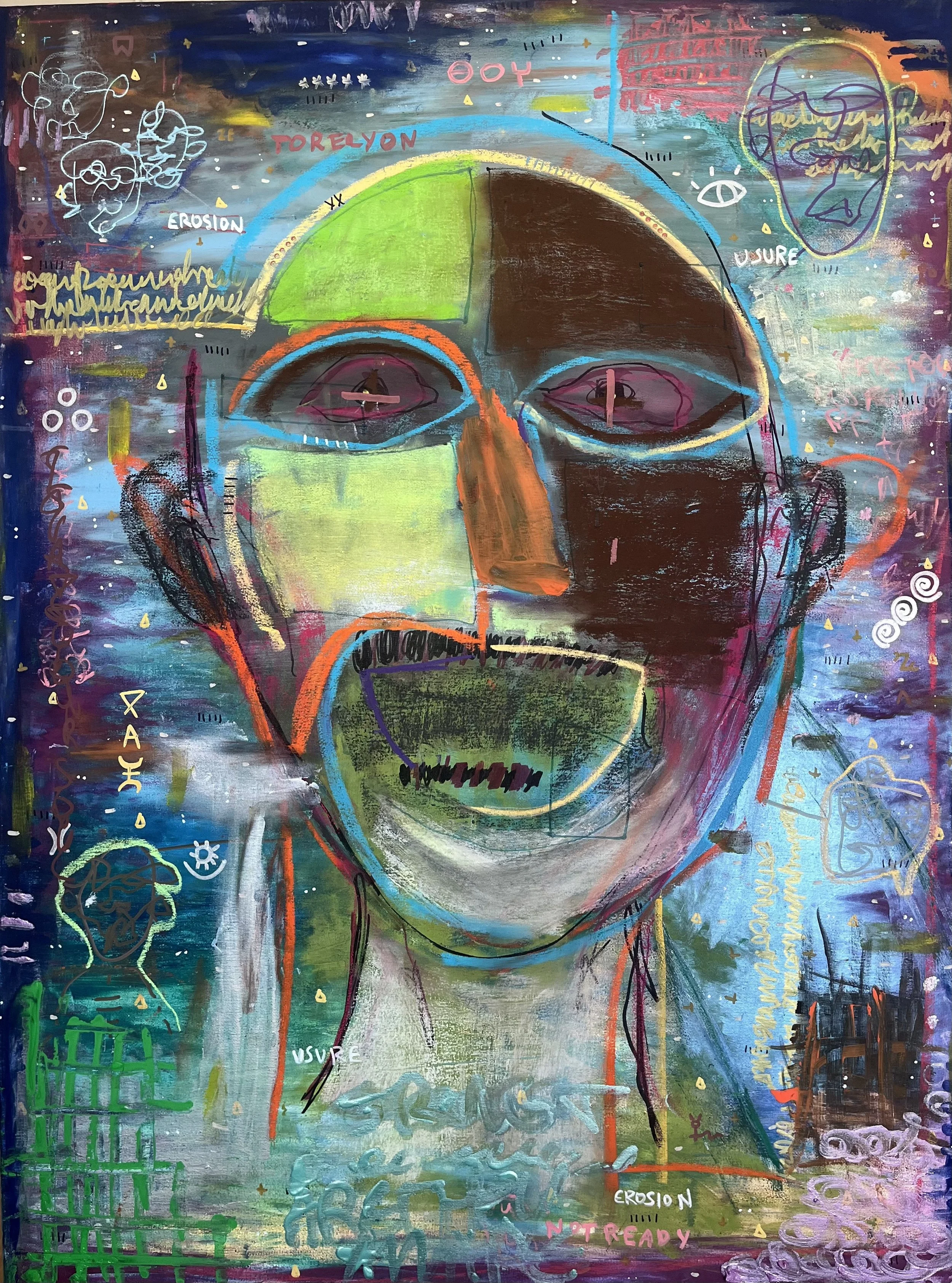 usure, acrylic and pastel on canvas, 55x75cm