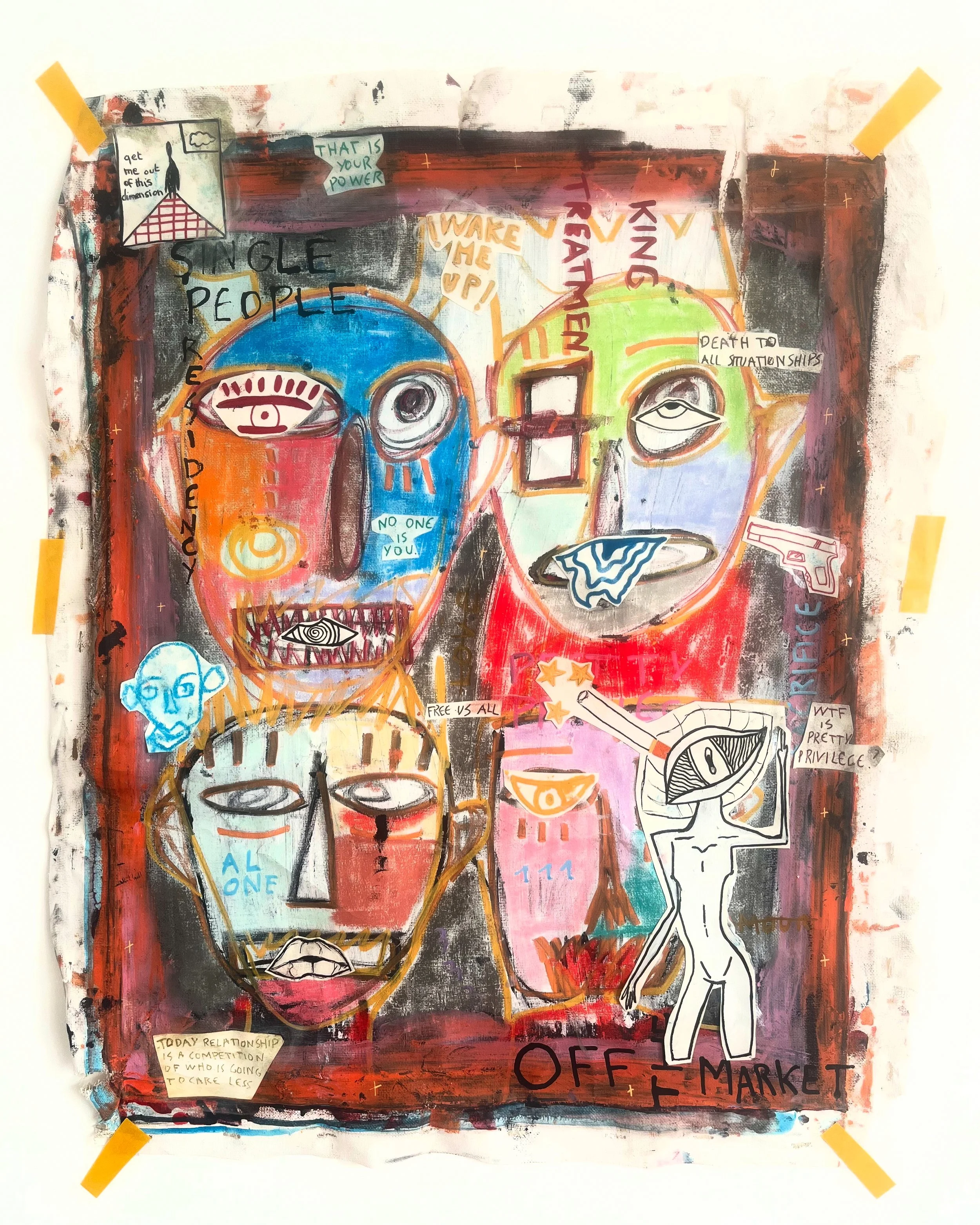 love fight, acrylic and pastel on paper