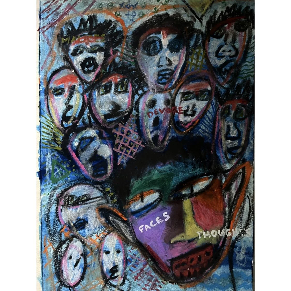 pensées, acrylic. and pastel on paper A4

