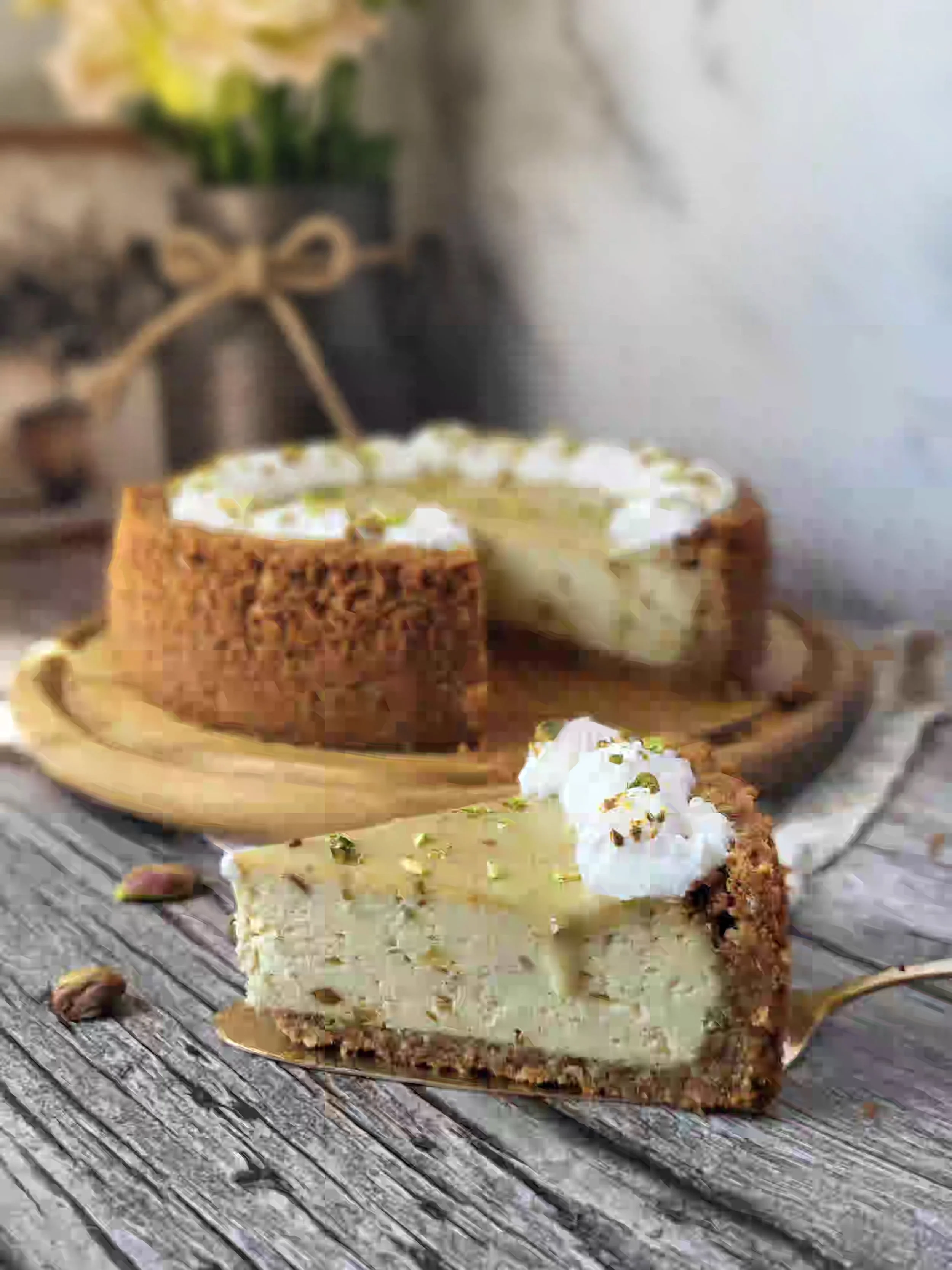 ✨️ Pistazien Cheesecake 😋

Das Rezept zu diesem oberleckeren Pistazien
 Cheesecake hab ich bei  @homemade_cakes_by_adisa gefunden.

Mit ihrer Erlaubnis durfte ich es f&uuml;r euch &uuml;bersetzen und mit euch teilen 🤗

Was Du brauchst:
runde Spring