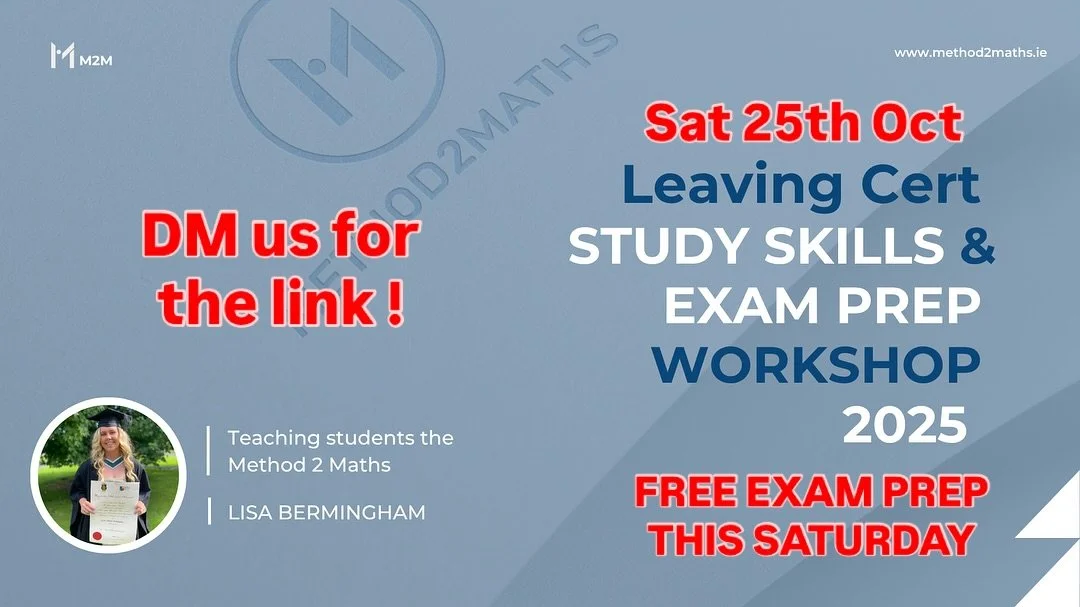 FREE Study Skills Workshop | Leaving Cert Students
If you are doing your LC this year make sure to join us for a FREE class going through all things exam prep, study skills, revision plan creation and our top tips and strategies to ace your exams!!