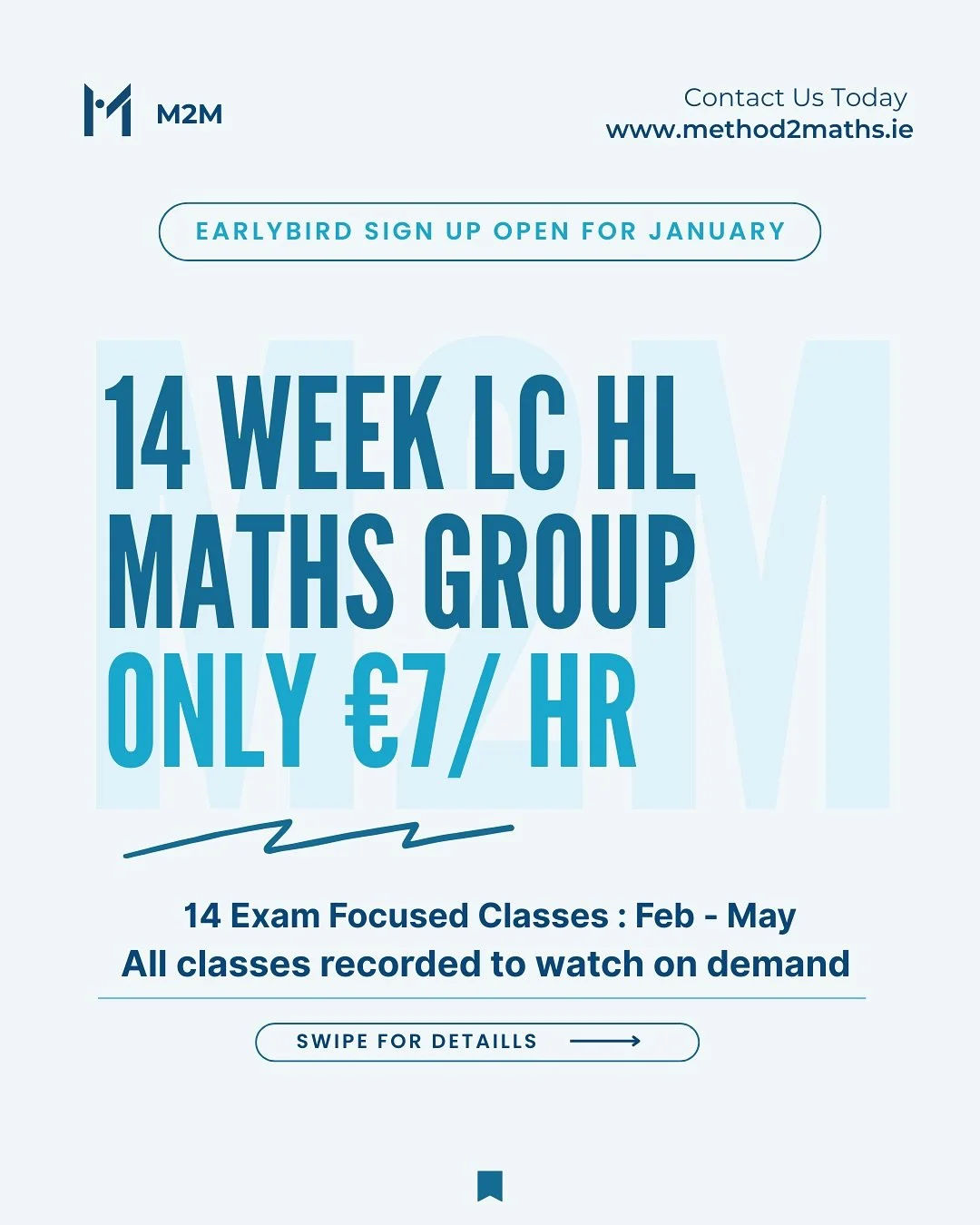 14 Weeks of Maths Grinds for &euro;7/HR?!! Yes you heard that right. 

EARLYBIRD PRICE : &euro;99.99 only if you sign up in the month of January!! Full course price is &euro;140 

DM us or check out our website for the sign up link❤️&zwj;🔥❤️&zwj;🔥 