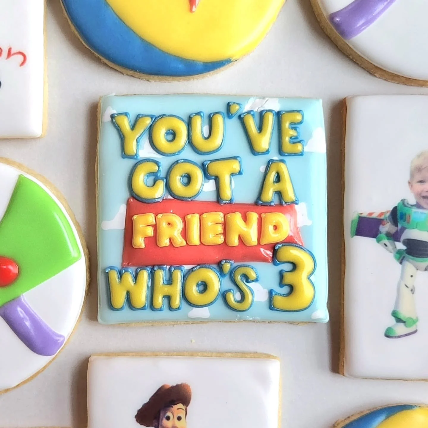 You've got a friend who's 3! 
Happy birthday, Brooks!

#toystorycookies #youvegotafriendwhosthree #birthdaycookies #sugarcookies #PeckBakingCo