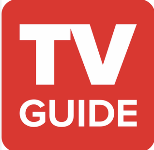 Red background with white text that reads 'TV GUIDE'