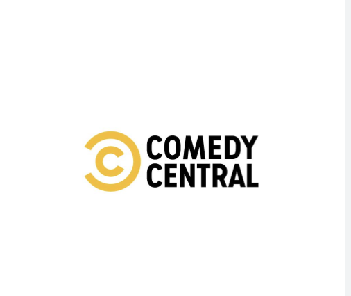 Comedy Central logo with yellow circular symbol and black text on a white background.