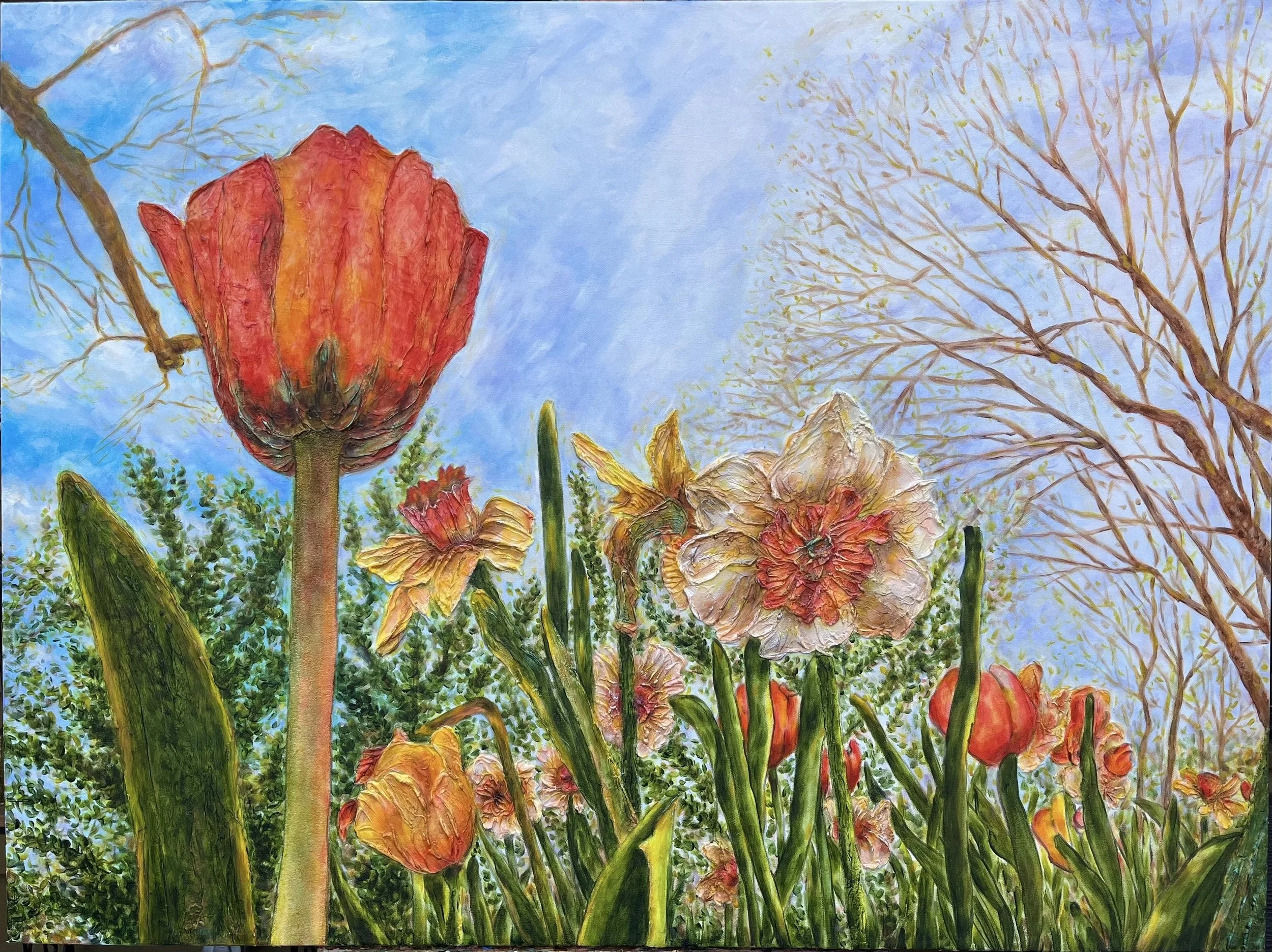 Skyward in Bloom, 36" X 48", 2026, Acrylic on Canvas