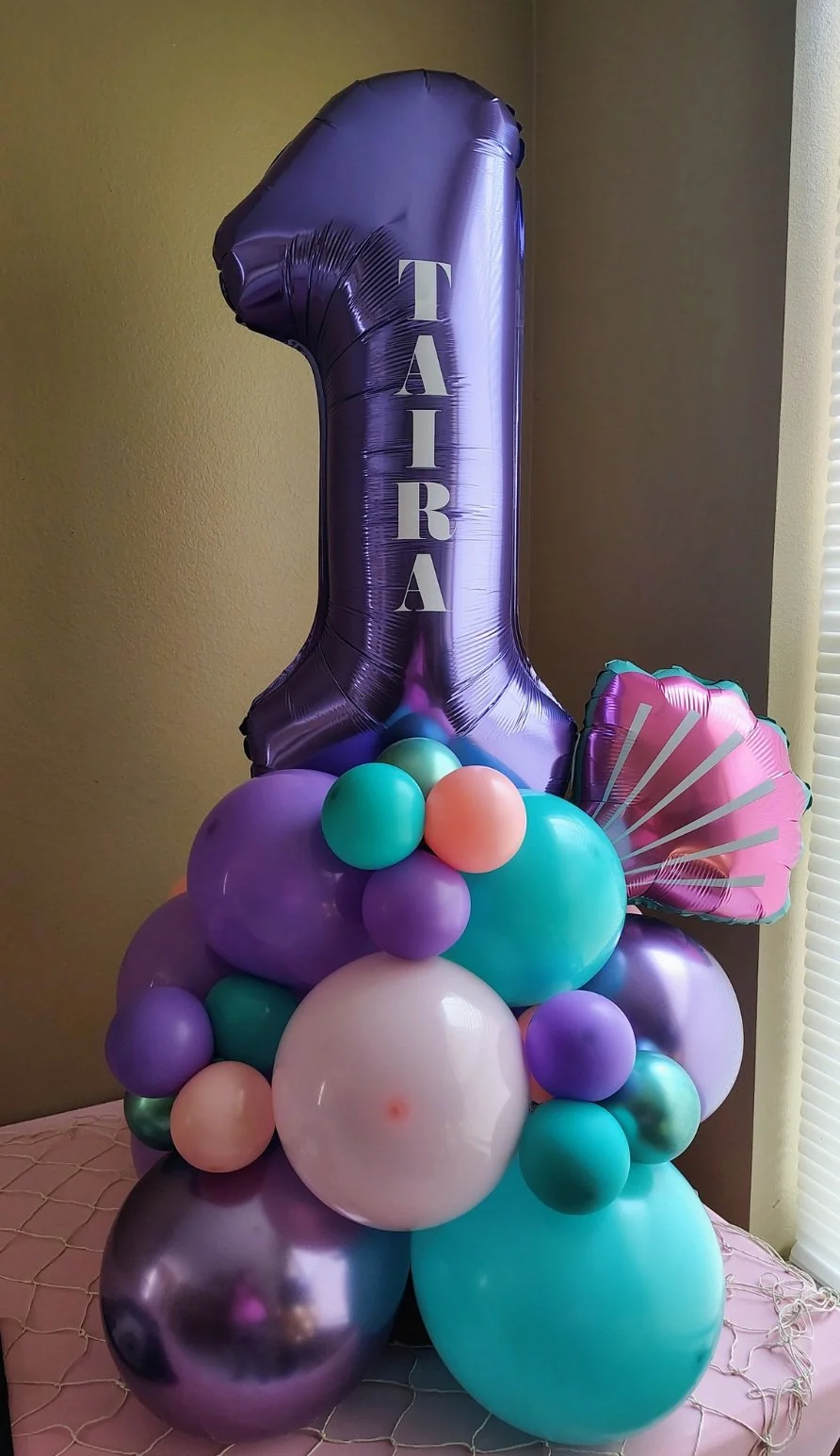 Mermaid birthday theme vertical balloon stack