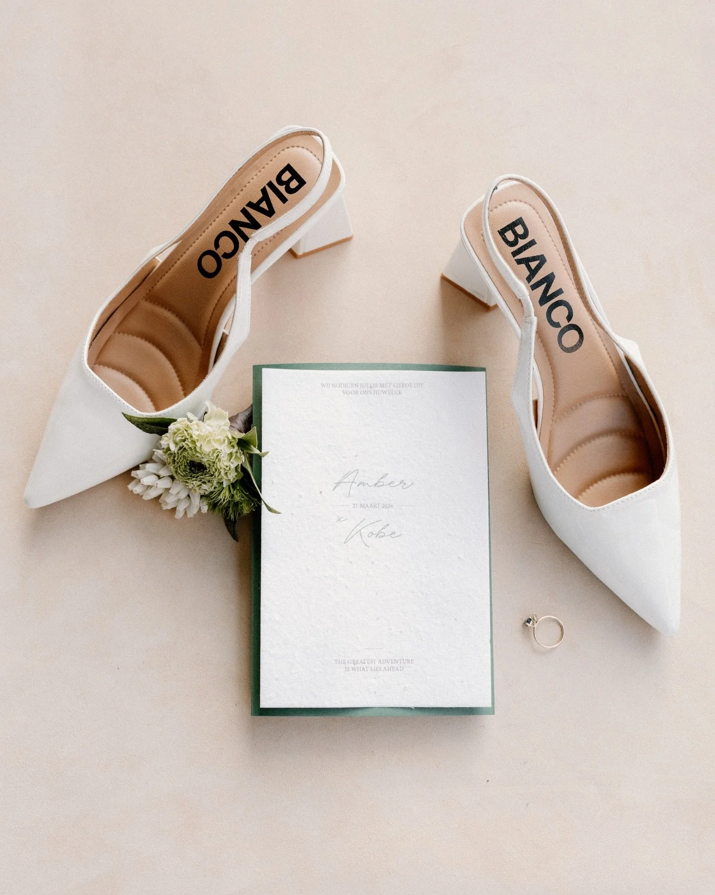 &ldquo;The greatest adventure is what lies ahead.&rdquo; Can you guess what theme direction they were going for? 

Dreamy pre-wedding details for Amber &amp; Kobe with the cutest rings by @fienleroy.jewellery 🤍

Shot on the leather backdrop by @theh