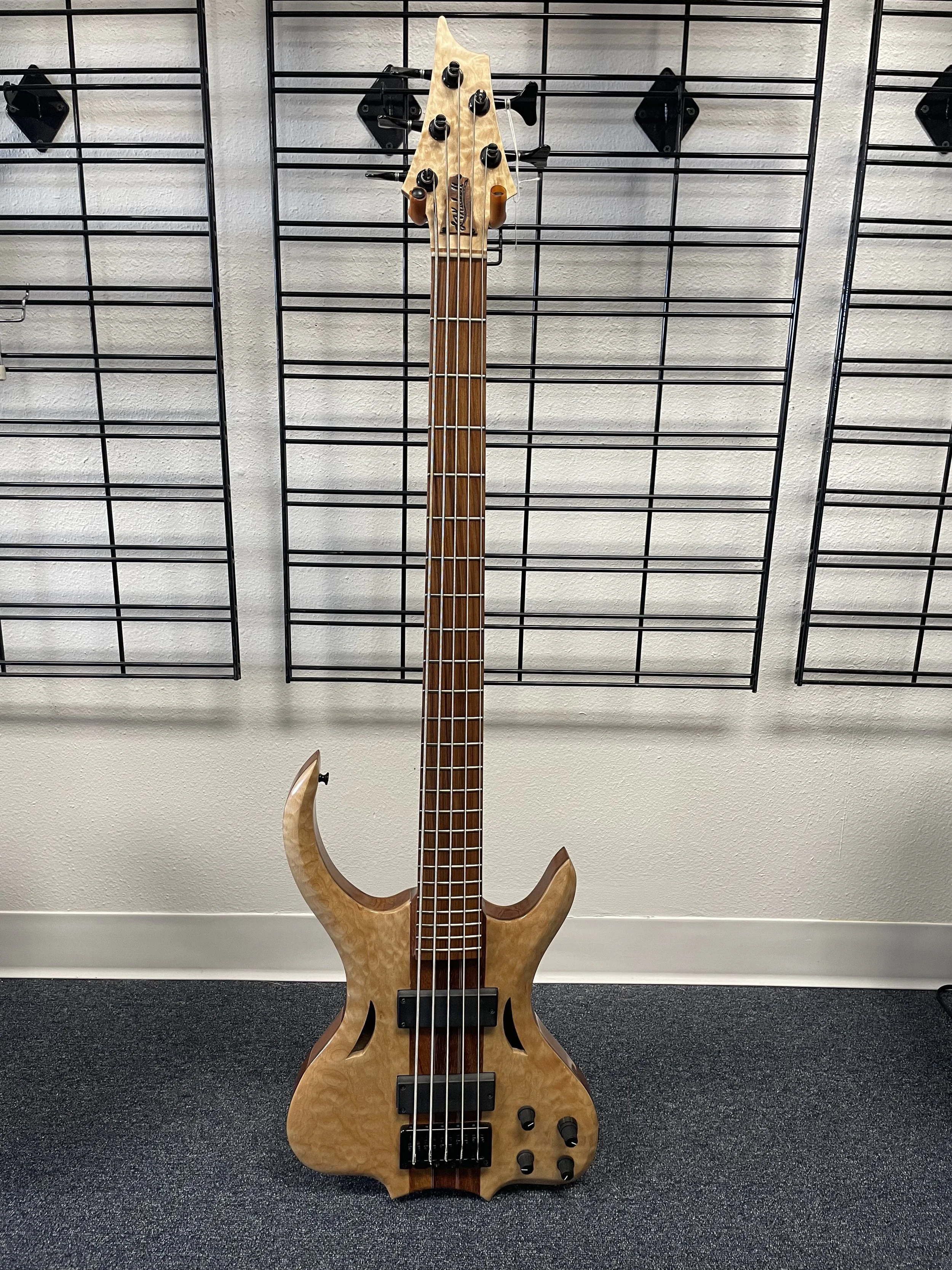 $1500    LA Kidwell Bass Guitar, 2002 Custom 5 String, Custom Chambered Body, Bartolini Pick Ups, Includes Hard Case
