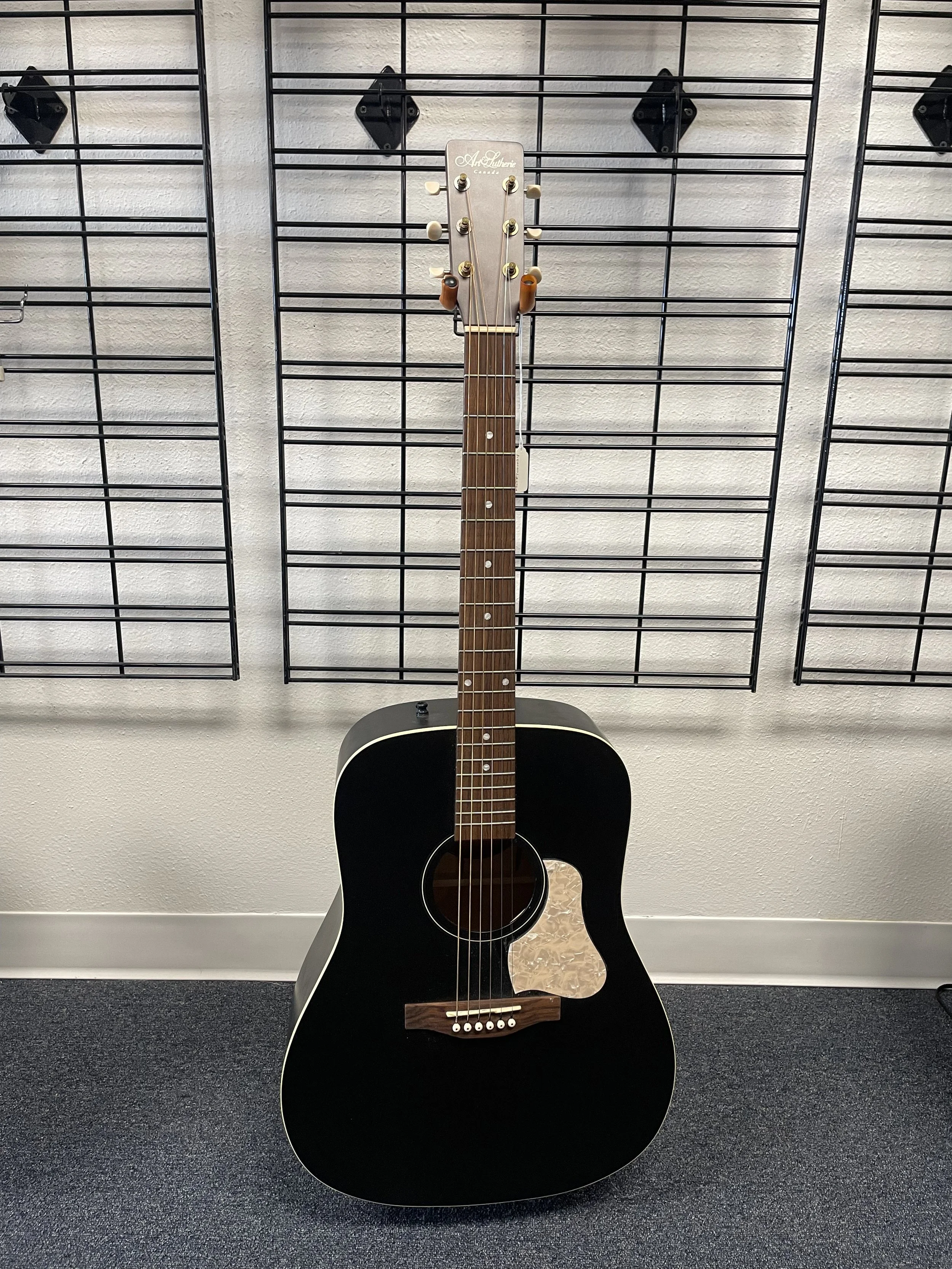 $629   A&L Americana Faded Black Dreadnought, Solid Cedar Top, Canadian Wild Cherry Body 1.72 Nut

