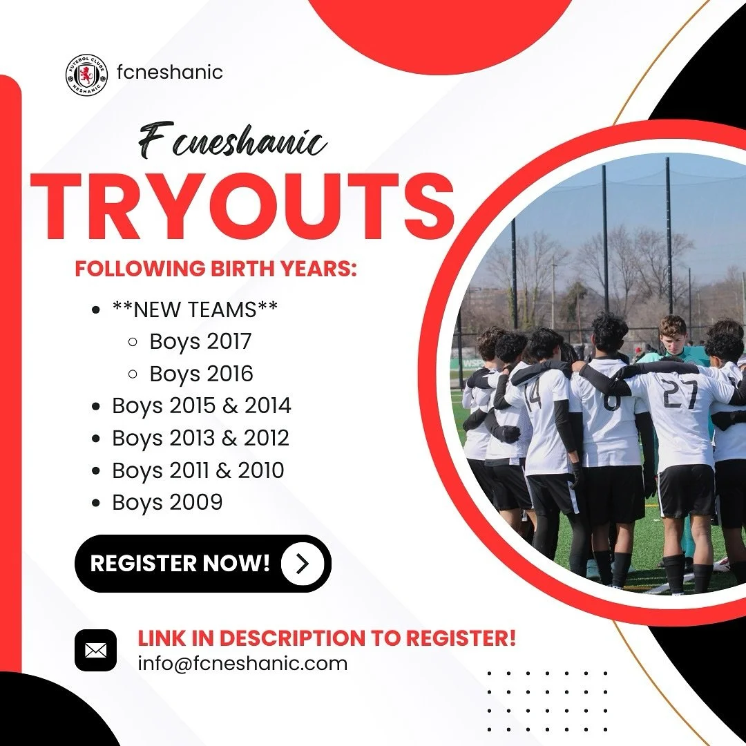 💥TRYOUTS NOW OPEN!💥 NEW TEAMS have been added to the schedule of tryouts. Register today and join the fcneshanic family! Click the link below to register your player today. ⬇️📲
.
.
.
.
LINK TO REGISTER: https://docs.google.com/forms/d/e/1FAIpQLSfl