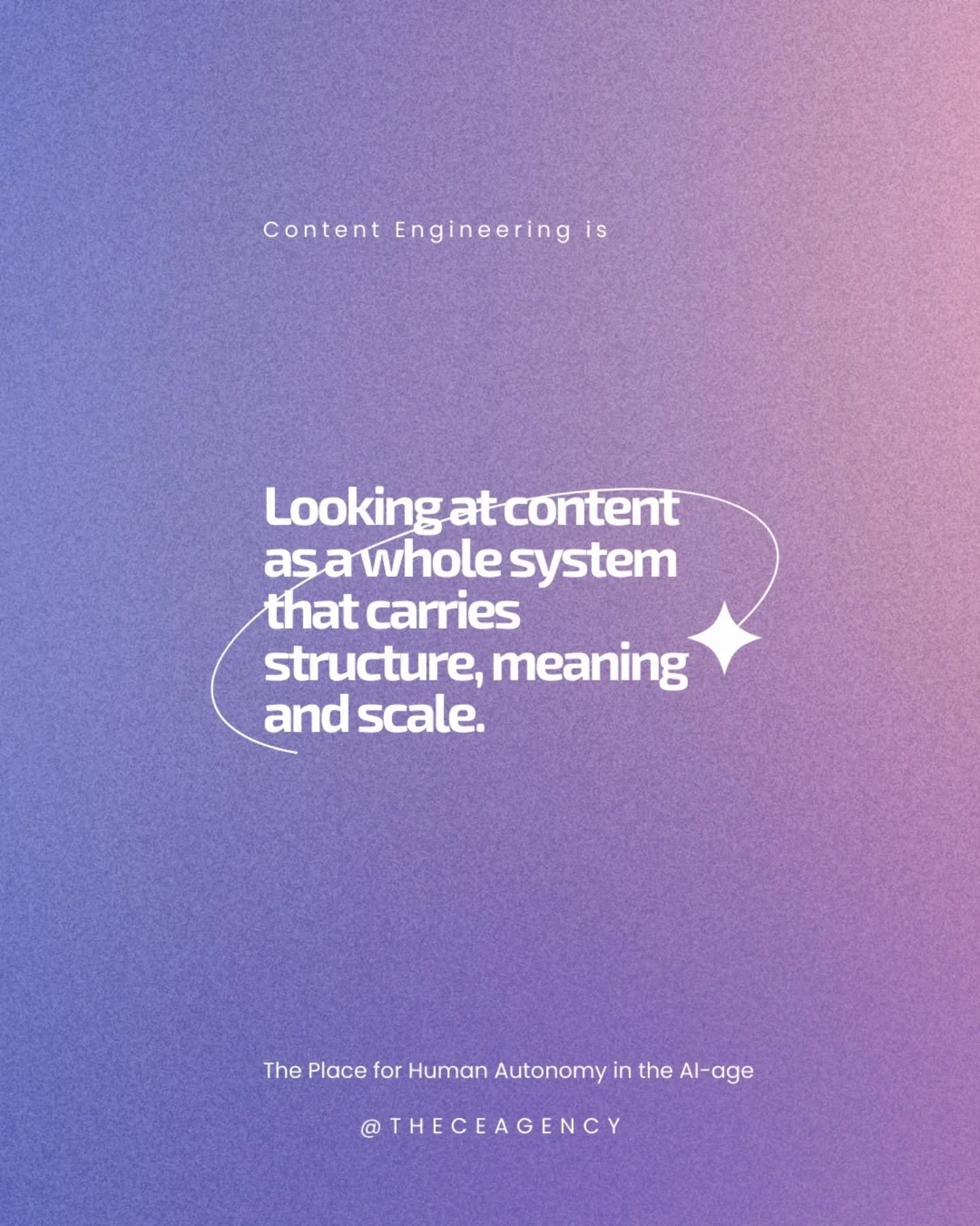 The future of content isn&rsquo;t louder.
Or faster.

It&rsquo;s more intentional.

Content Engineering means looking at content as a living, holistic system:

one that carries structure, meaning and scale,
while leaving room for human autonomy in an