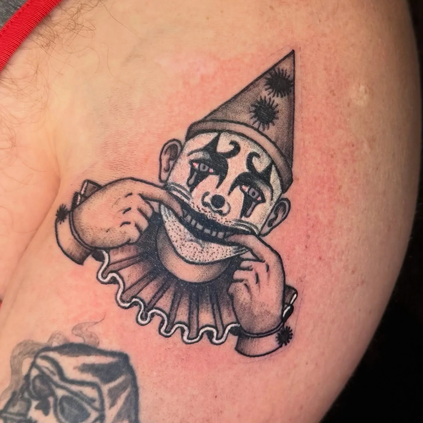 Everyone sees the smile, no one sees how much it&rsquo;s costs to wear it 

So stoked on how this lil trad pierrot came out! We really wanted to capture the idea of faking a smile through the tears! Though not my usual style, I love getting to switch