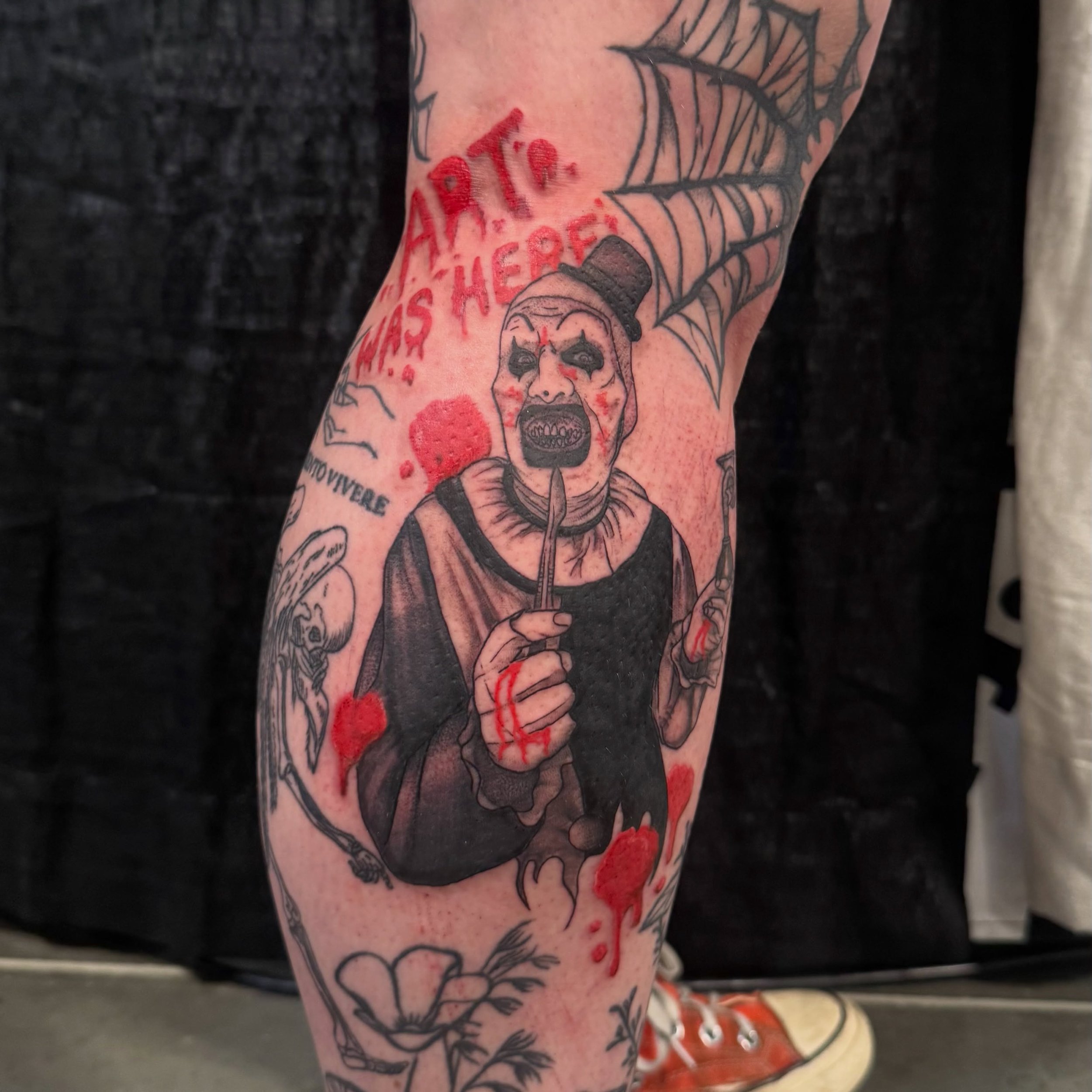 Art the Clown I did during @denvertattooartsfestival 
So very thankful for my awesome clients and friends who have cool ideas to do during big events! 

Made with @crybabytattooproducts cartridges

Booking for August

Thanks for looking 🫶
Likes, Sha