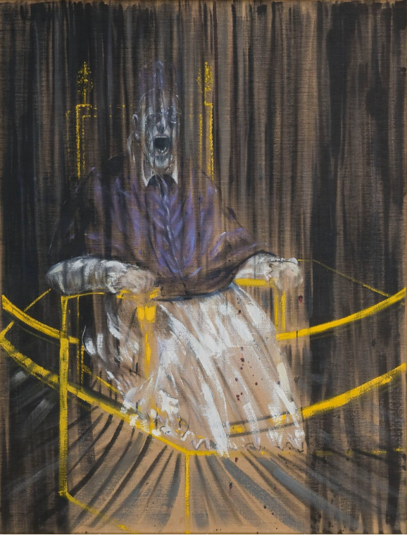 Fig. 2 - Francis Bacon, Study after Velázquez’s portrait of Innozenz X., De Moines, Iowa, 
Des Moines Art Center, 1953, 153 x 118 cm, Oil on canvas
